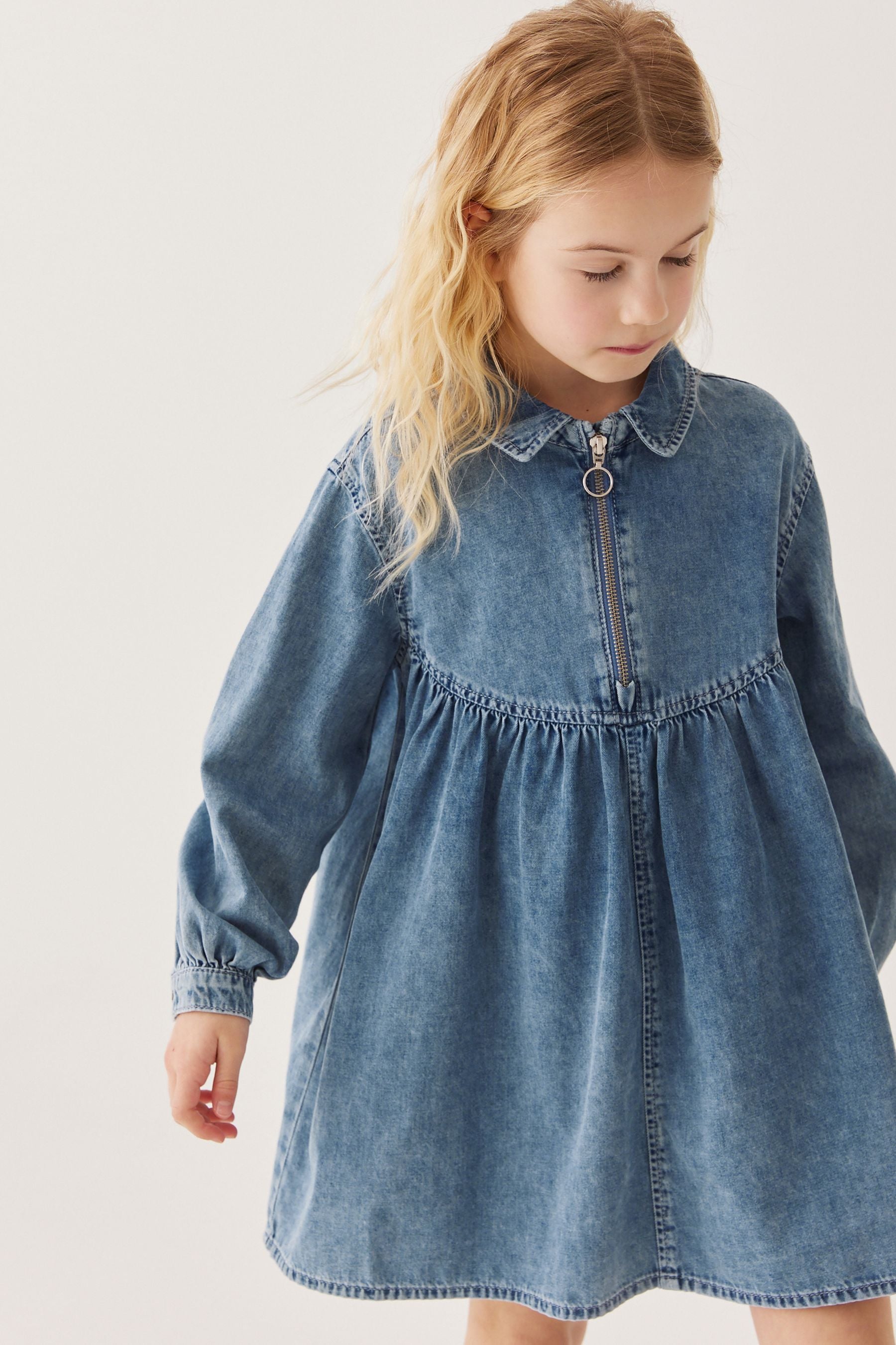 Blue Zip Denim Dress (6-16yrs)