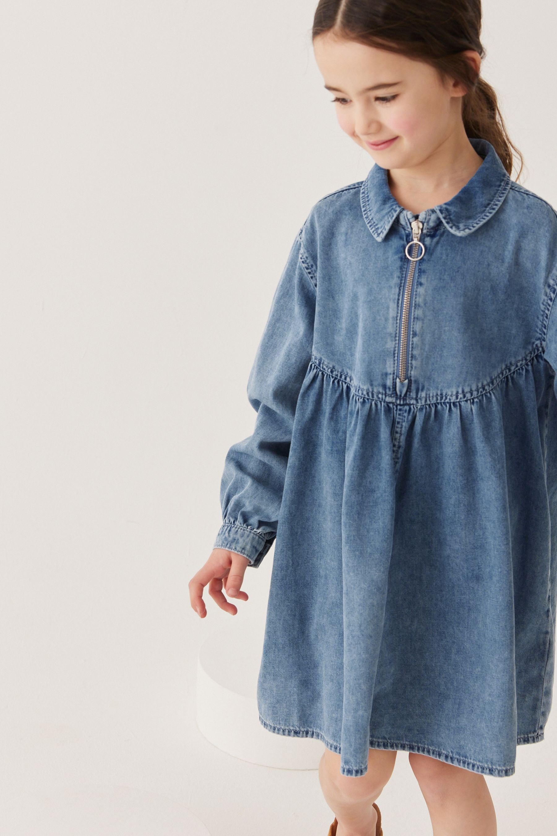 Blue Zip Denim Dress (6-16yrs)