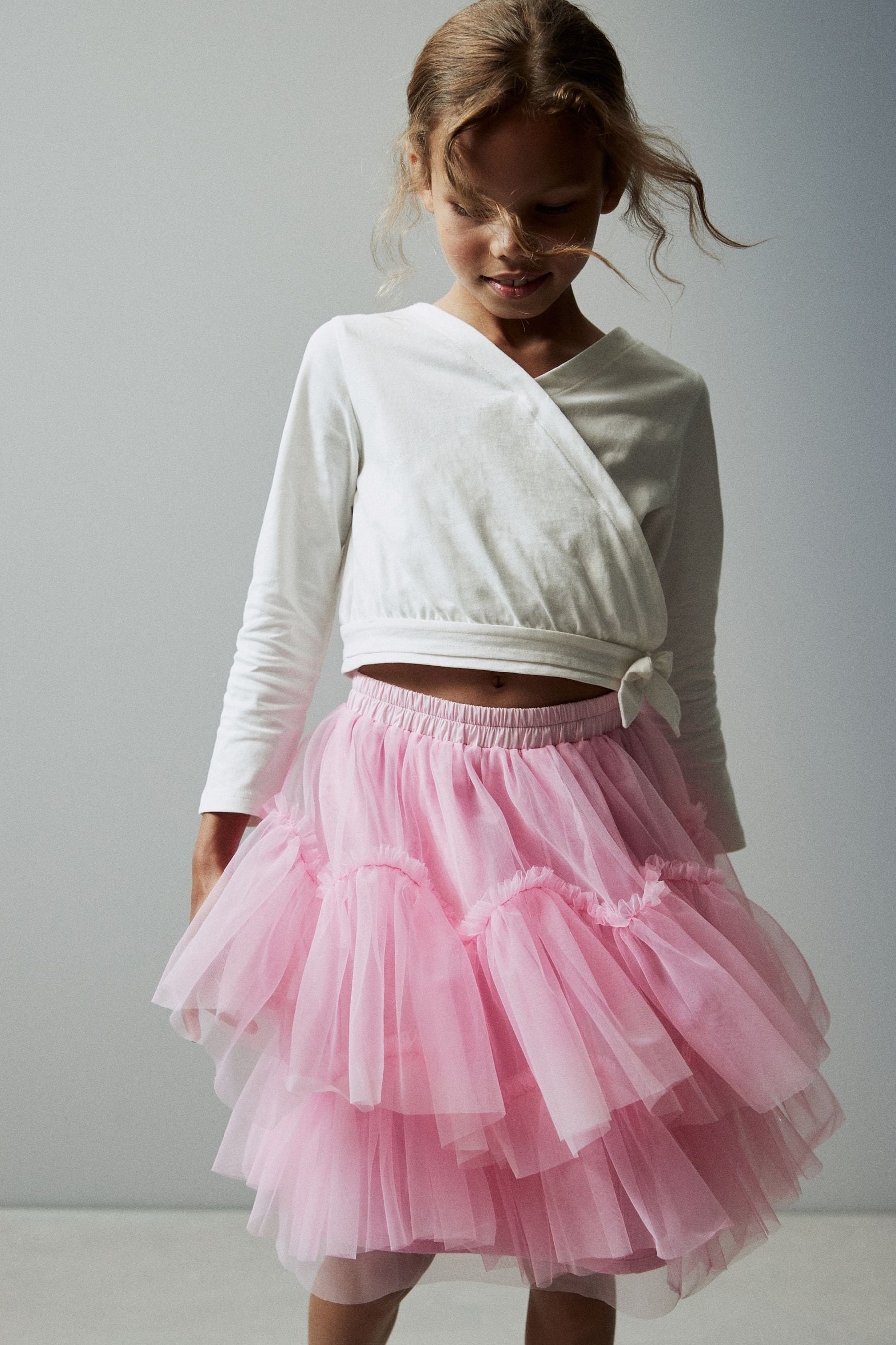 Pink Tiered Tulle Mesh Skirt (3-16yrs)