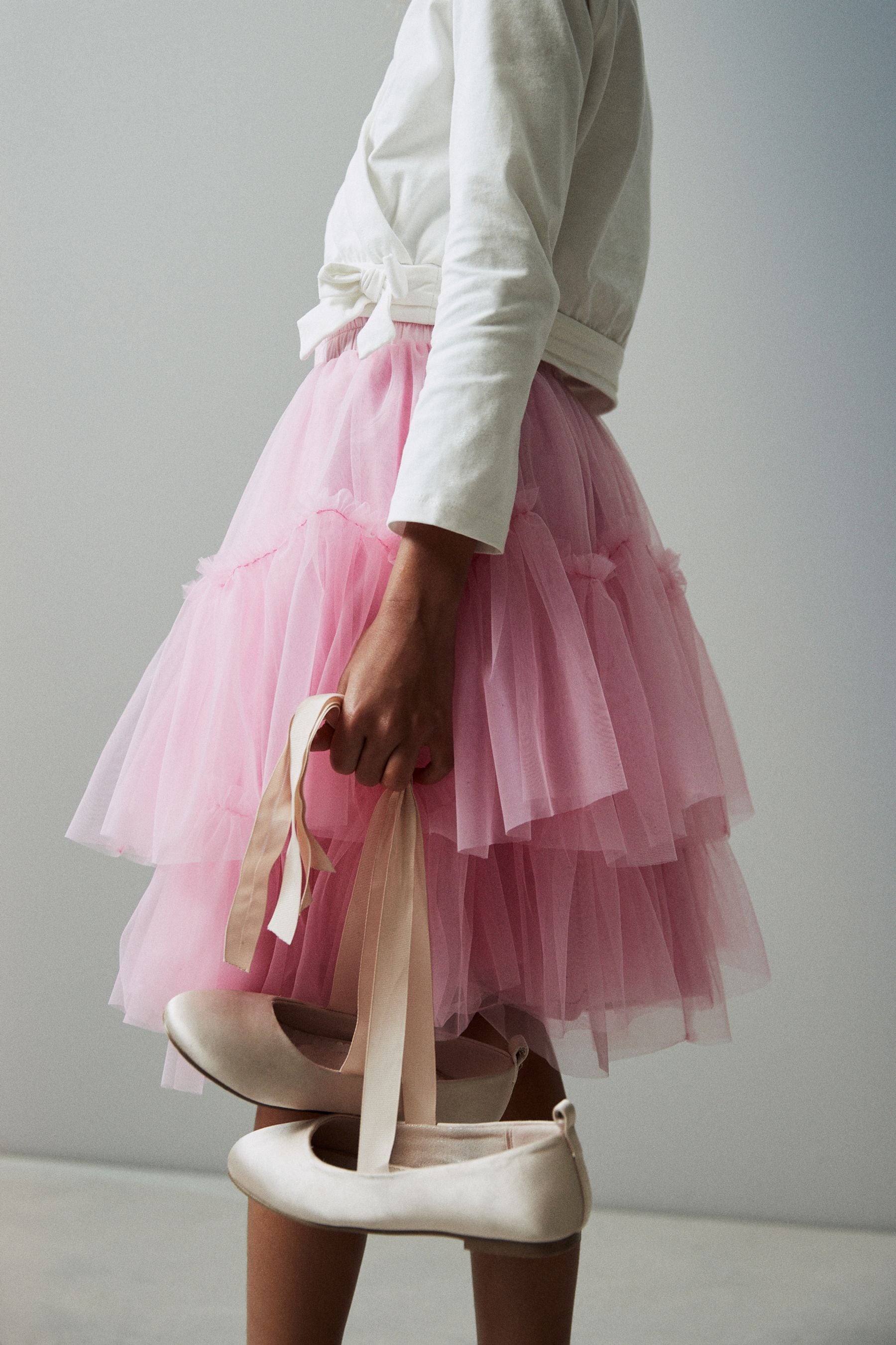 Pink Tiered Tulle Mesh Skirt (3-16yrs)