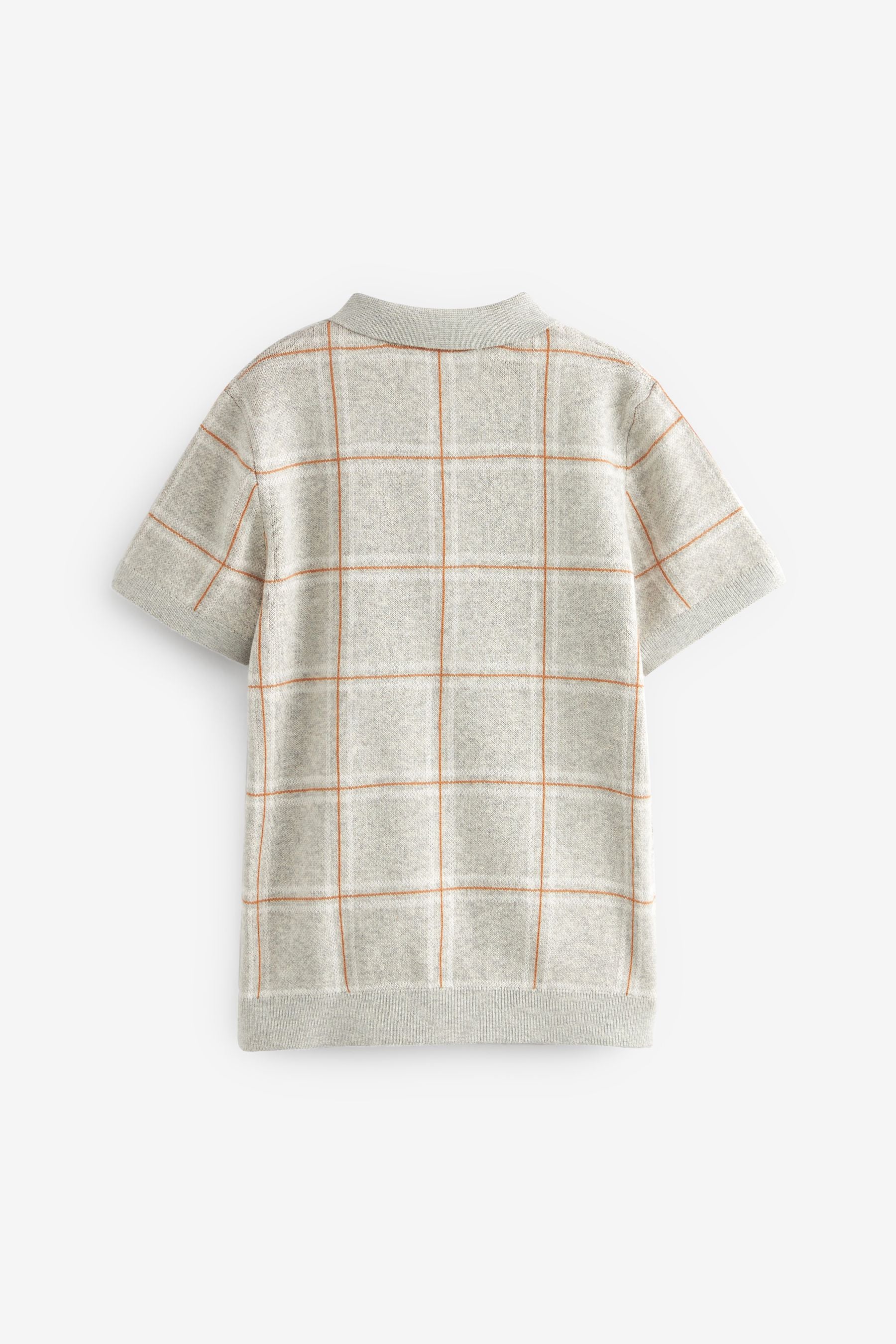 Neutral Short Sleeve Check Knit Polo Shirt (3-16yrs)