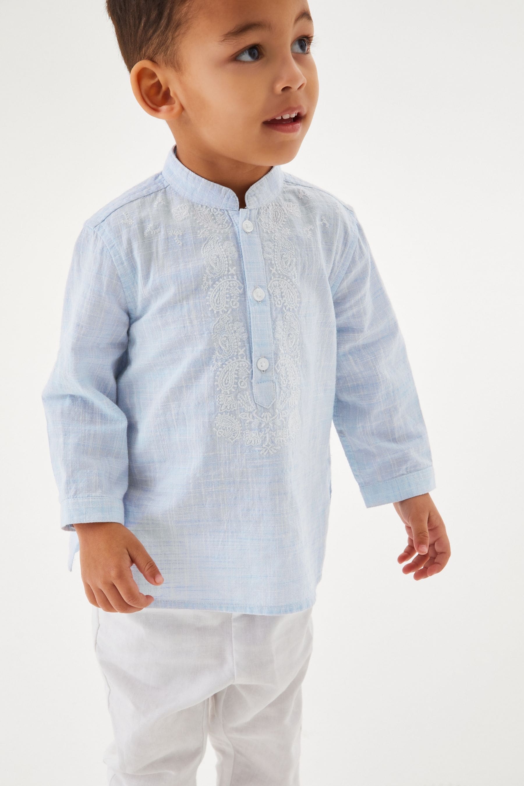 Blue Embroidered Boys Kurta (3mths-7yrs)