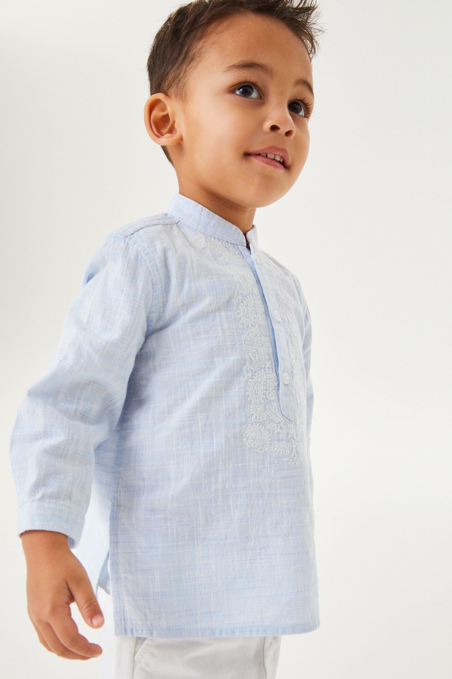 Blue Embroidered Boys Kurta (3mths-7yrs)