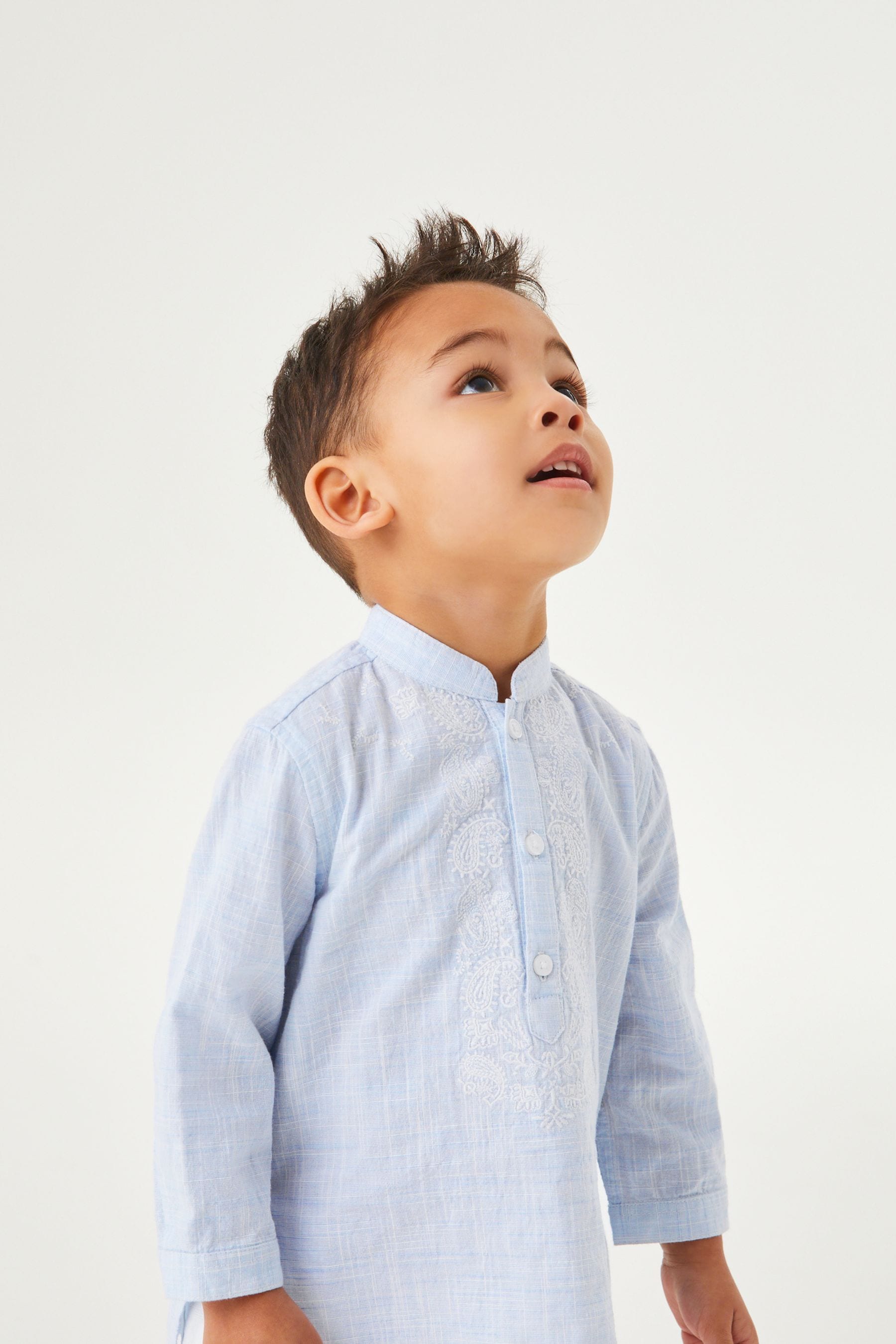 Blue Embroidered Boys Kurta (3mths-7yrs)