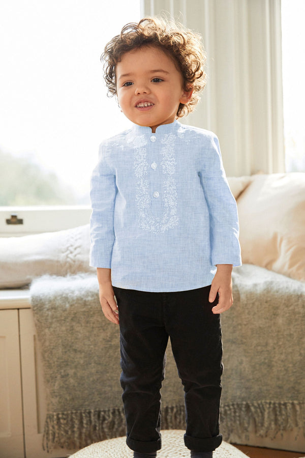 Blue Embroidered Boys Kurta (3mths-7yrs)