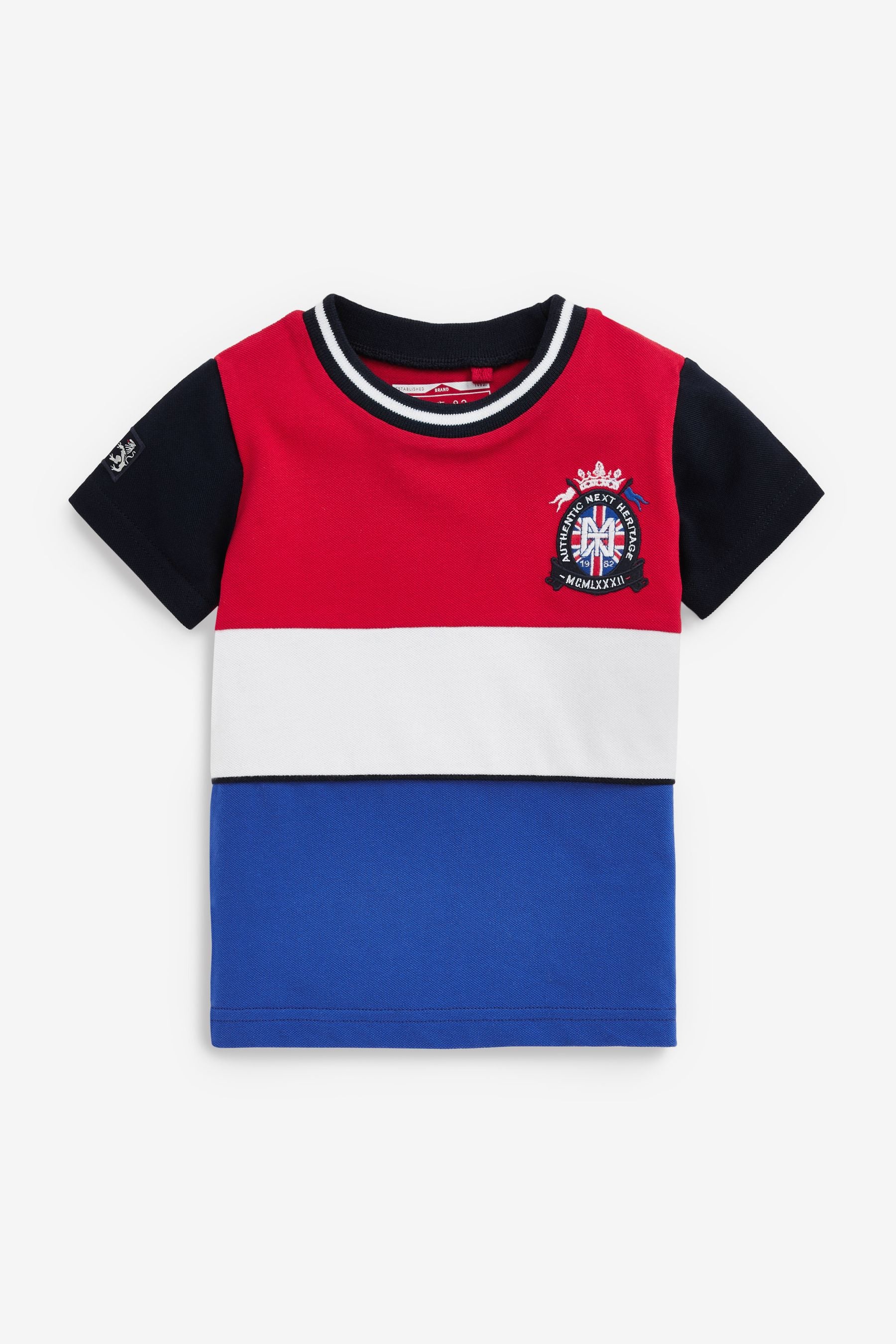 Red/Navy Blue Colourblock Short Sleeve T-Shirt (3mths-7yrs)