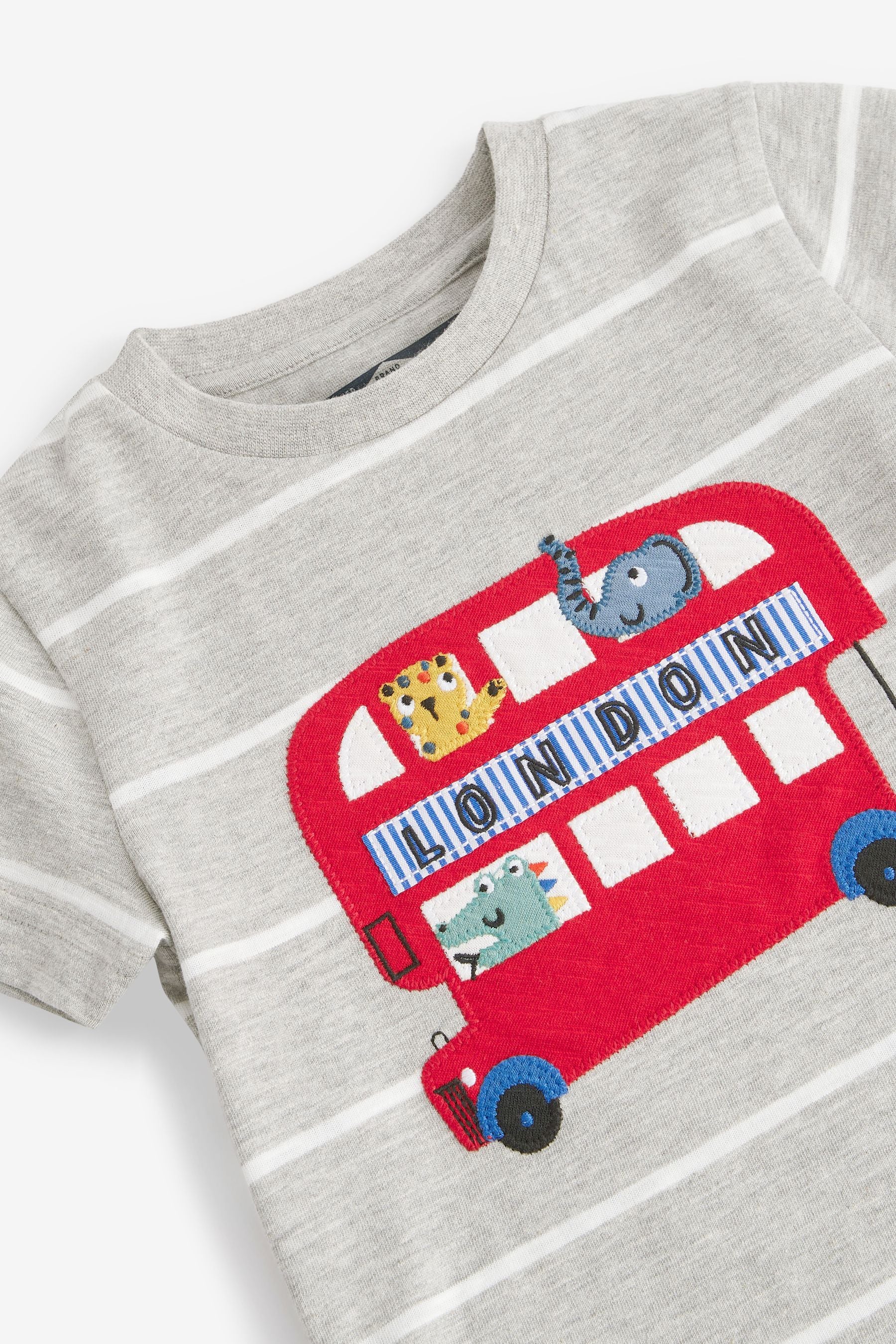 Grey/White Stripe Bus Appliqu T-Shirt (3mths-7yr