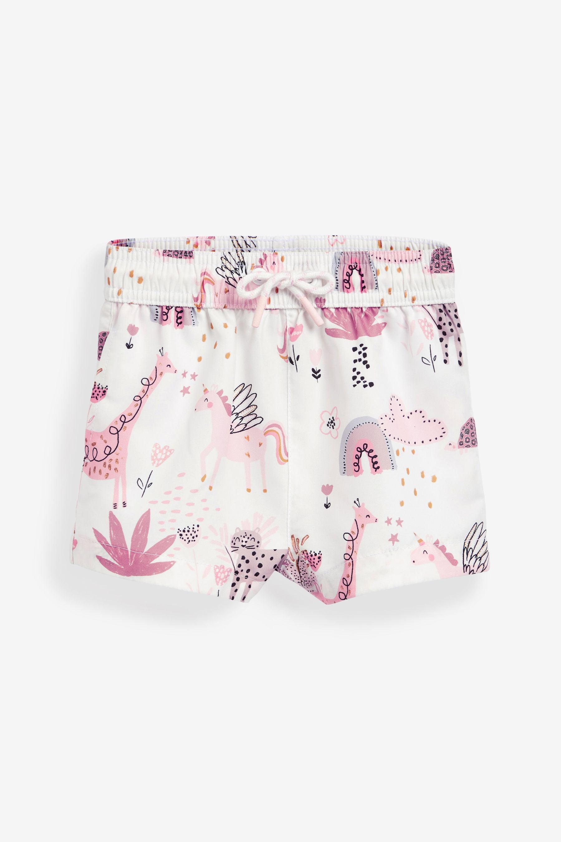 White/Pink Quick Dry Beach Shorts