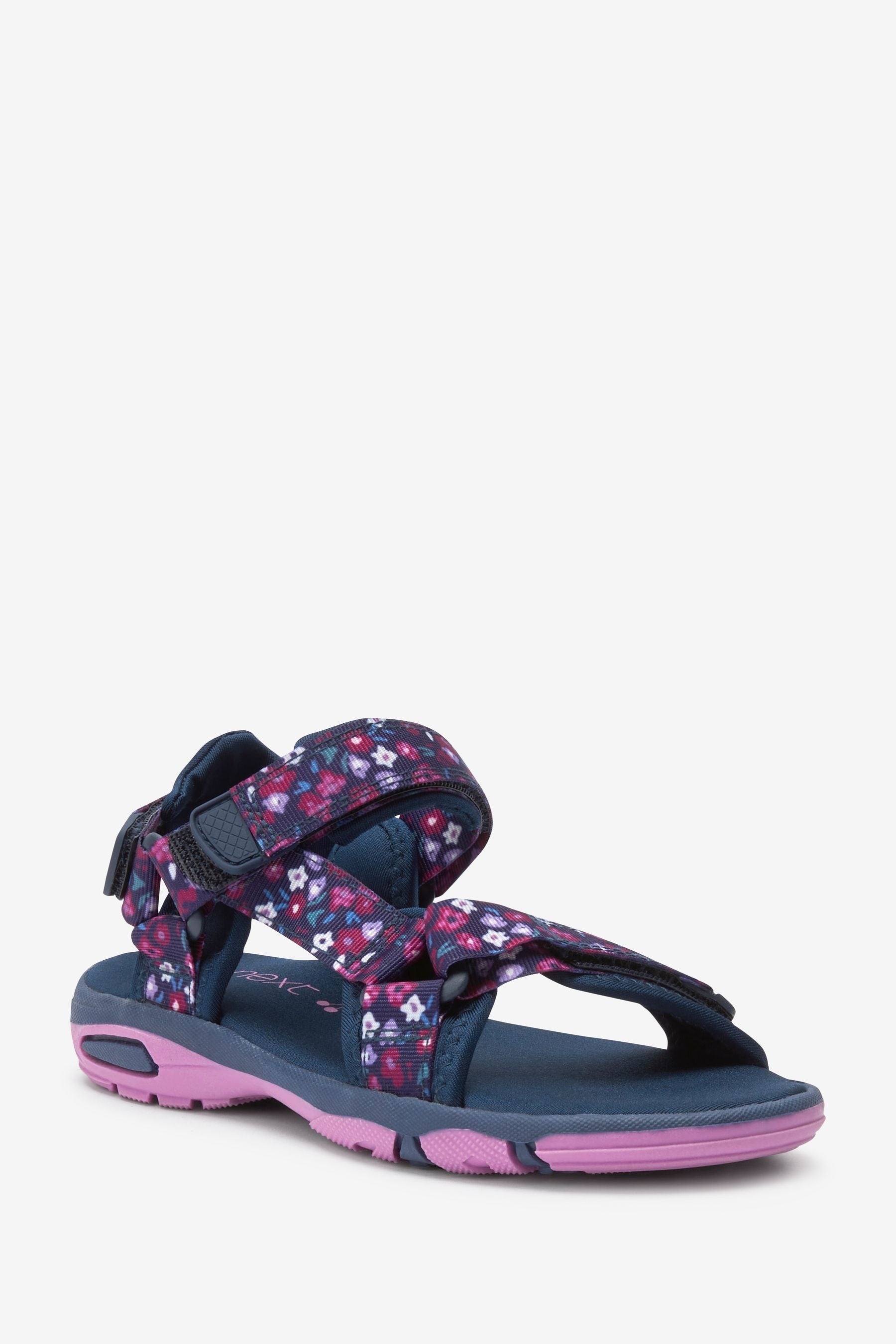 Navy Blue Floral Trekkers