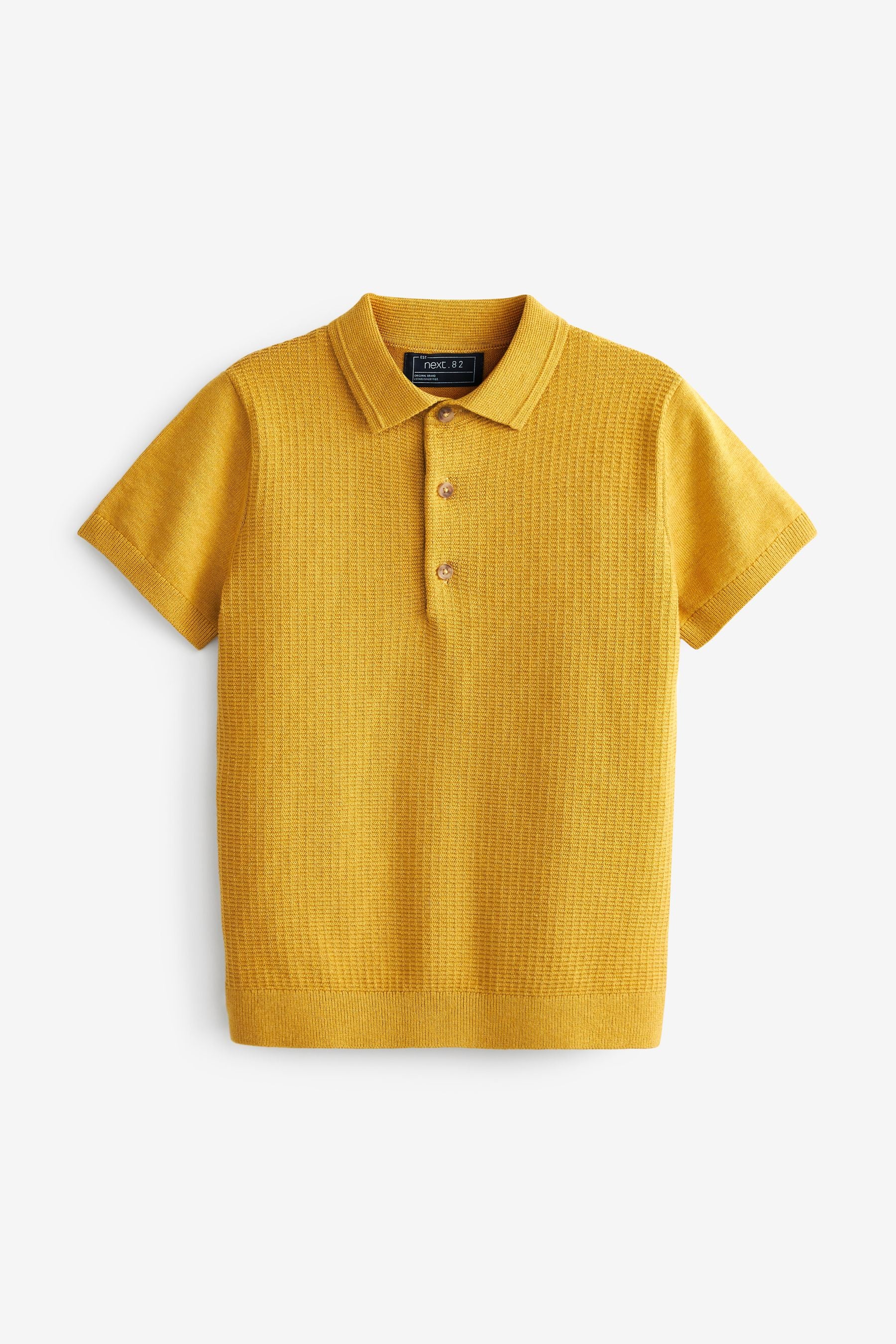 Yellow Textured Knit Polo Shirt (3-16yrs)