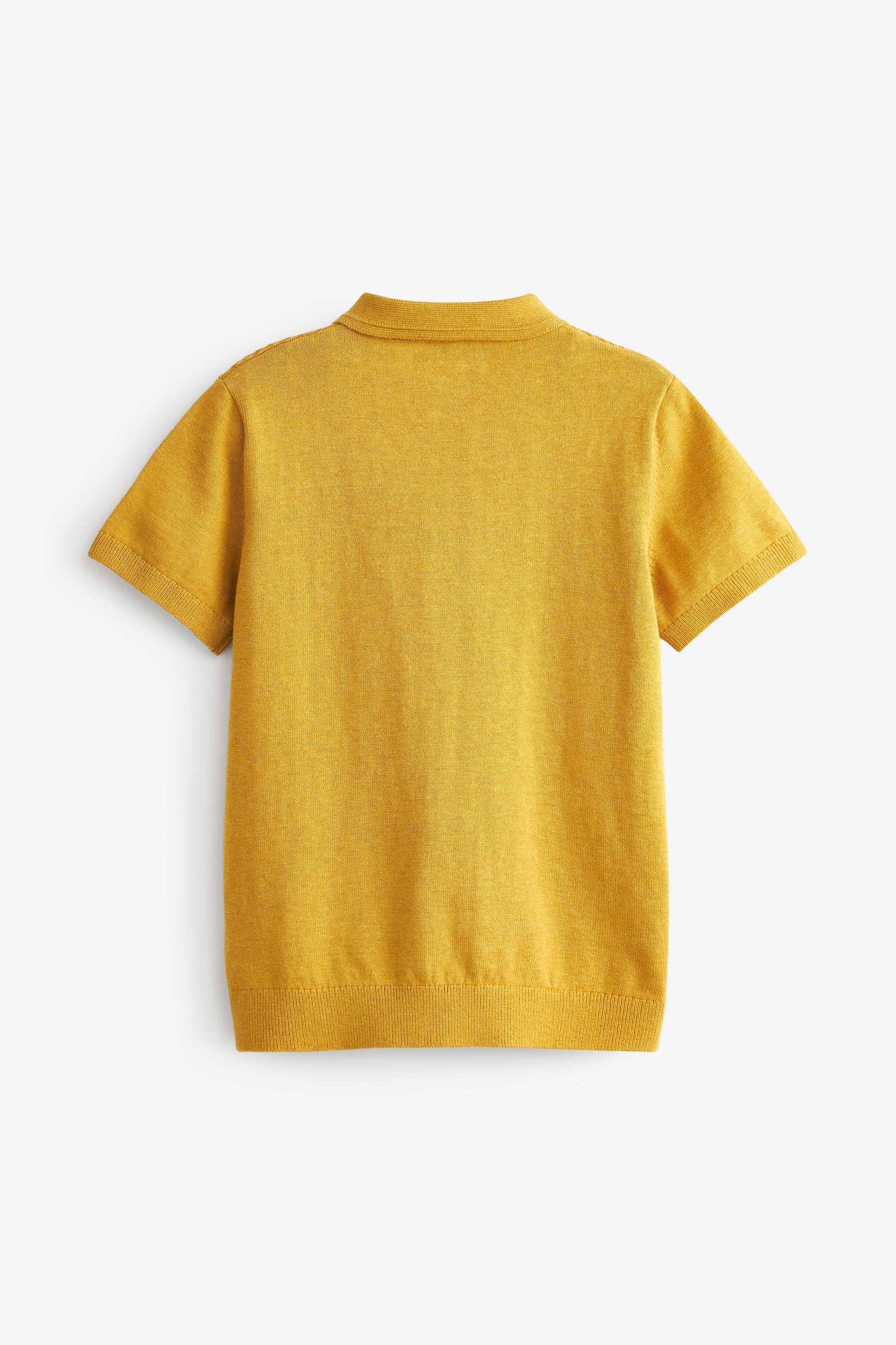 Yellow Textured Knit Polo Shirt (3-16yrs)