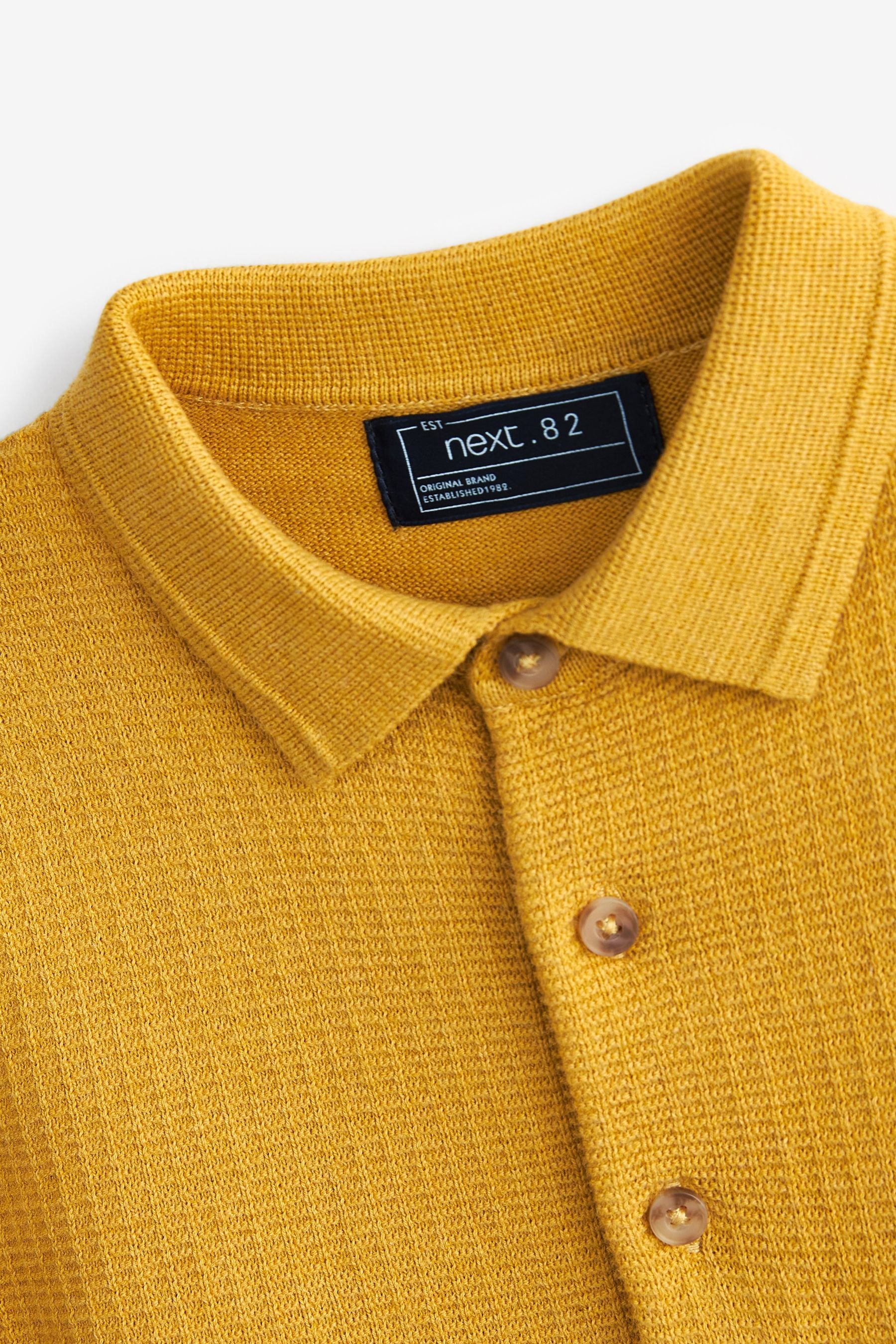 Yellow Textured Knit Polo Shirt (3-16yrs)