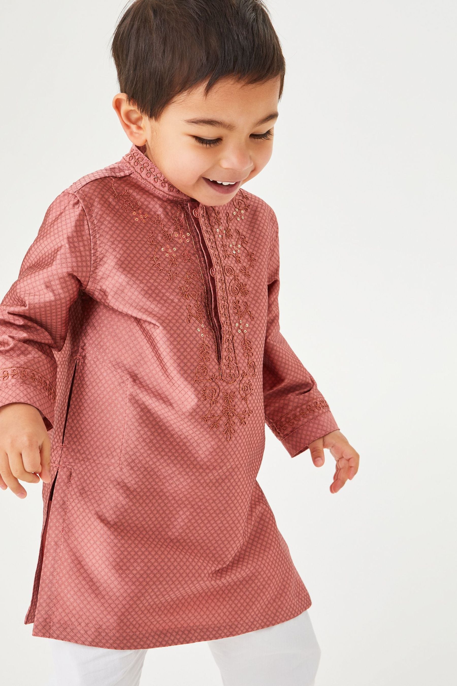 Pink Embroidered Boys Kurta (3mths-7yrs)