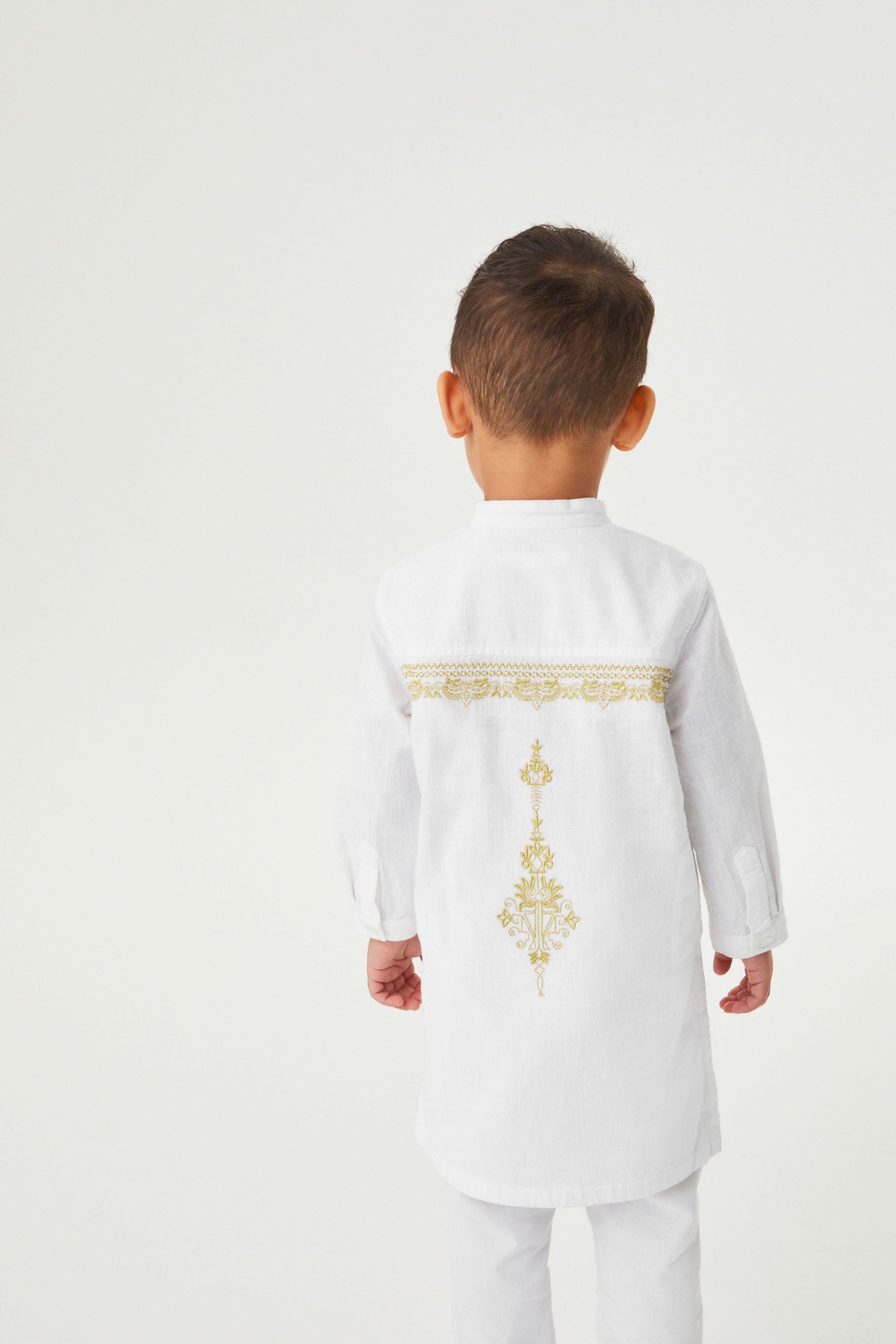 White/Gold Embroidered Boys Kurta (3mths-7yrs)