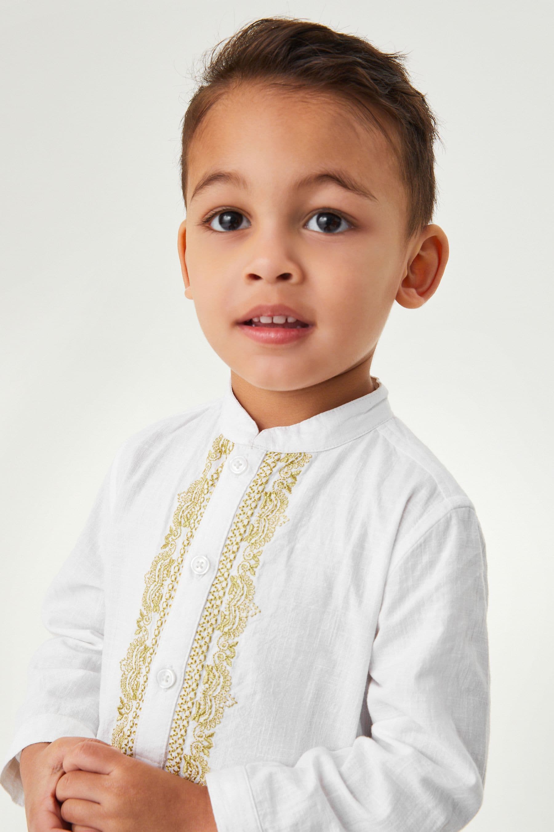 White/Gold Embroidered Boys Kurta (3mths-7yrs)