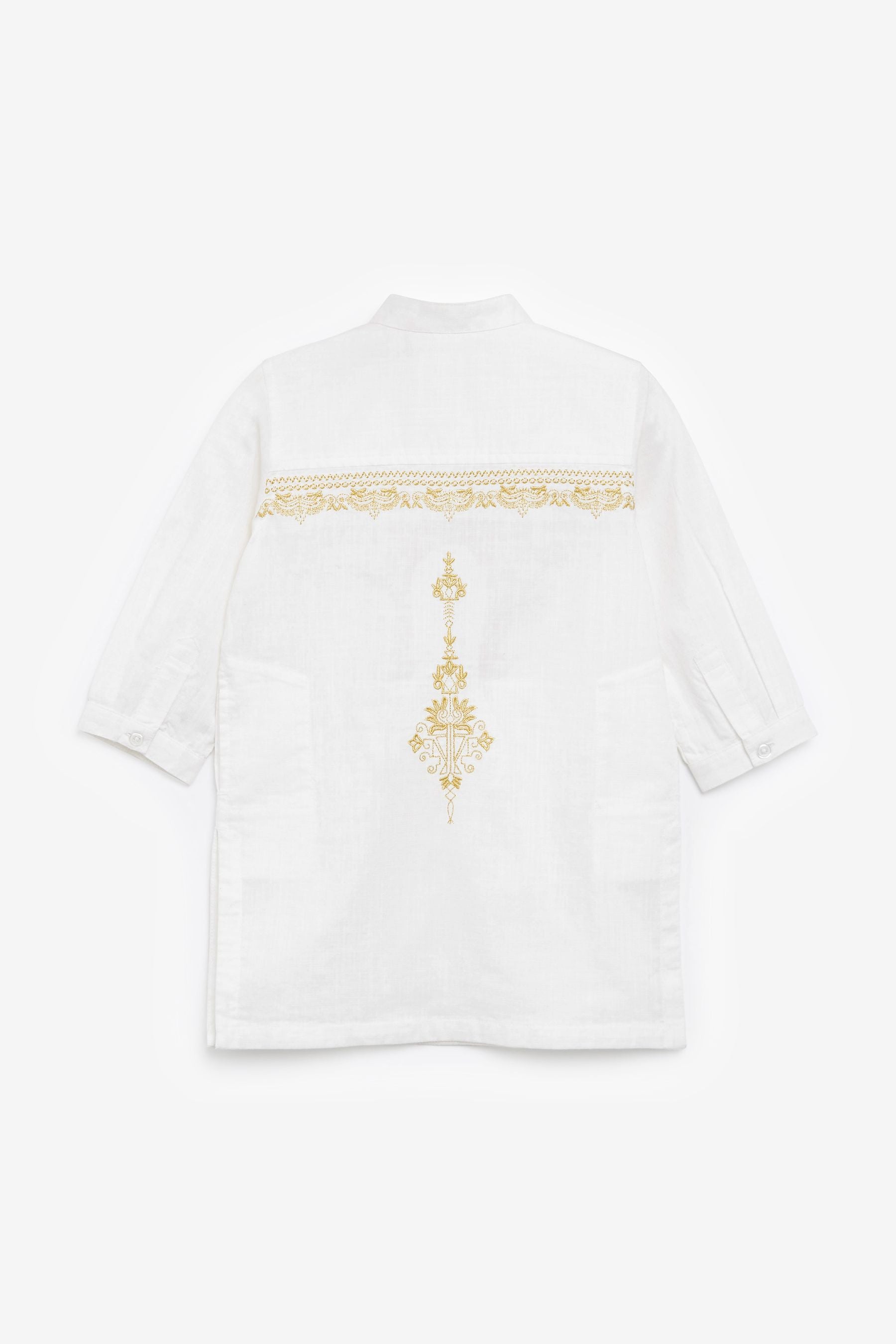 White/Gold Embroidered Boys Kurta (3mths-7yrs)