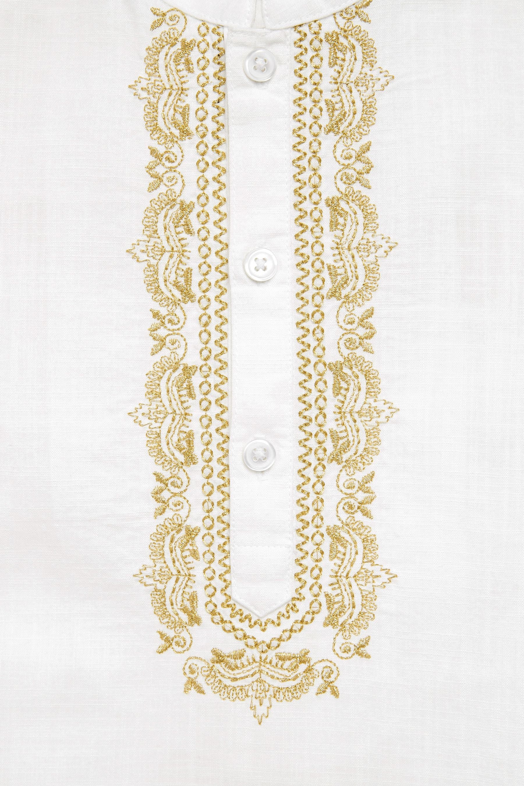 White/Gold Embroidered Boys Kurta (3mths-7yrs)