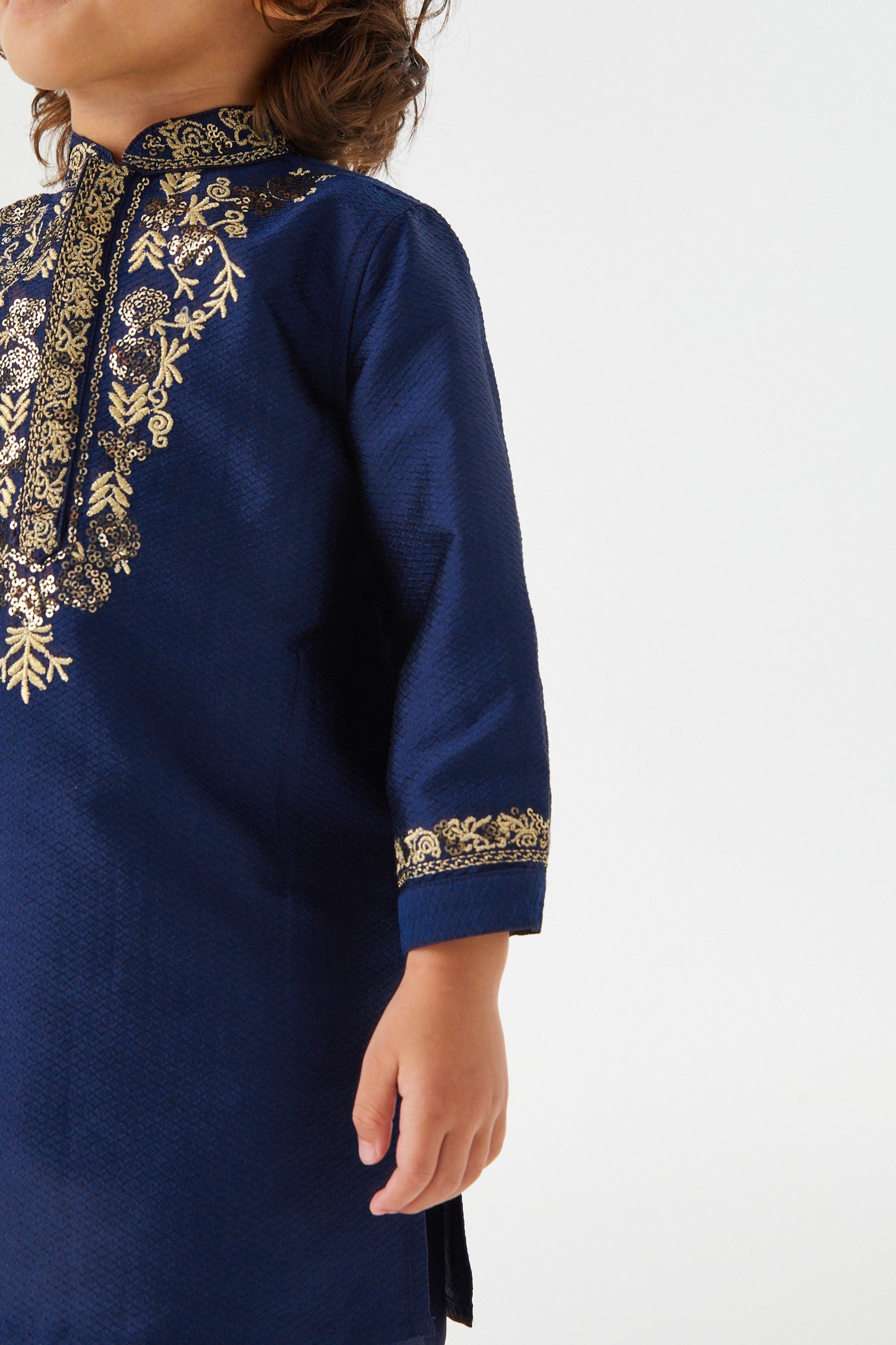 Blue/Gold Embroidered Boys Kurta (3mths-7yrs)