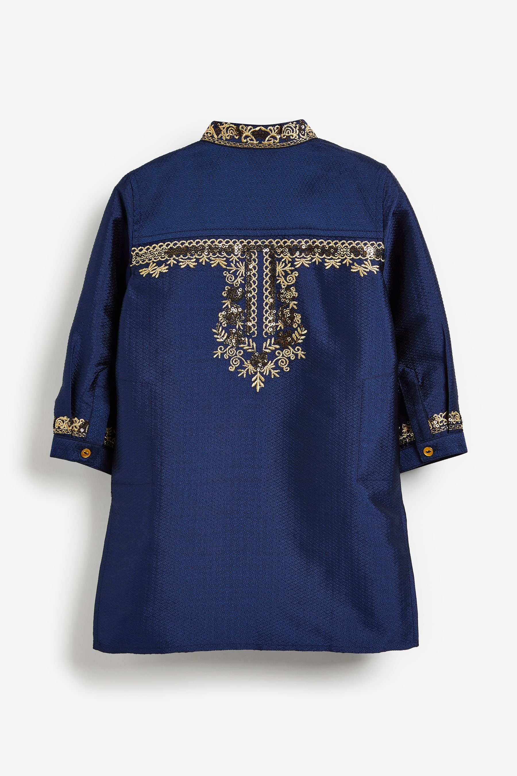 Blue/Gold Embroidered Boys Kurta (3mths-7yrs)