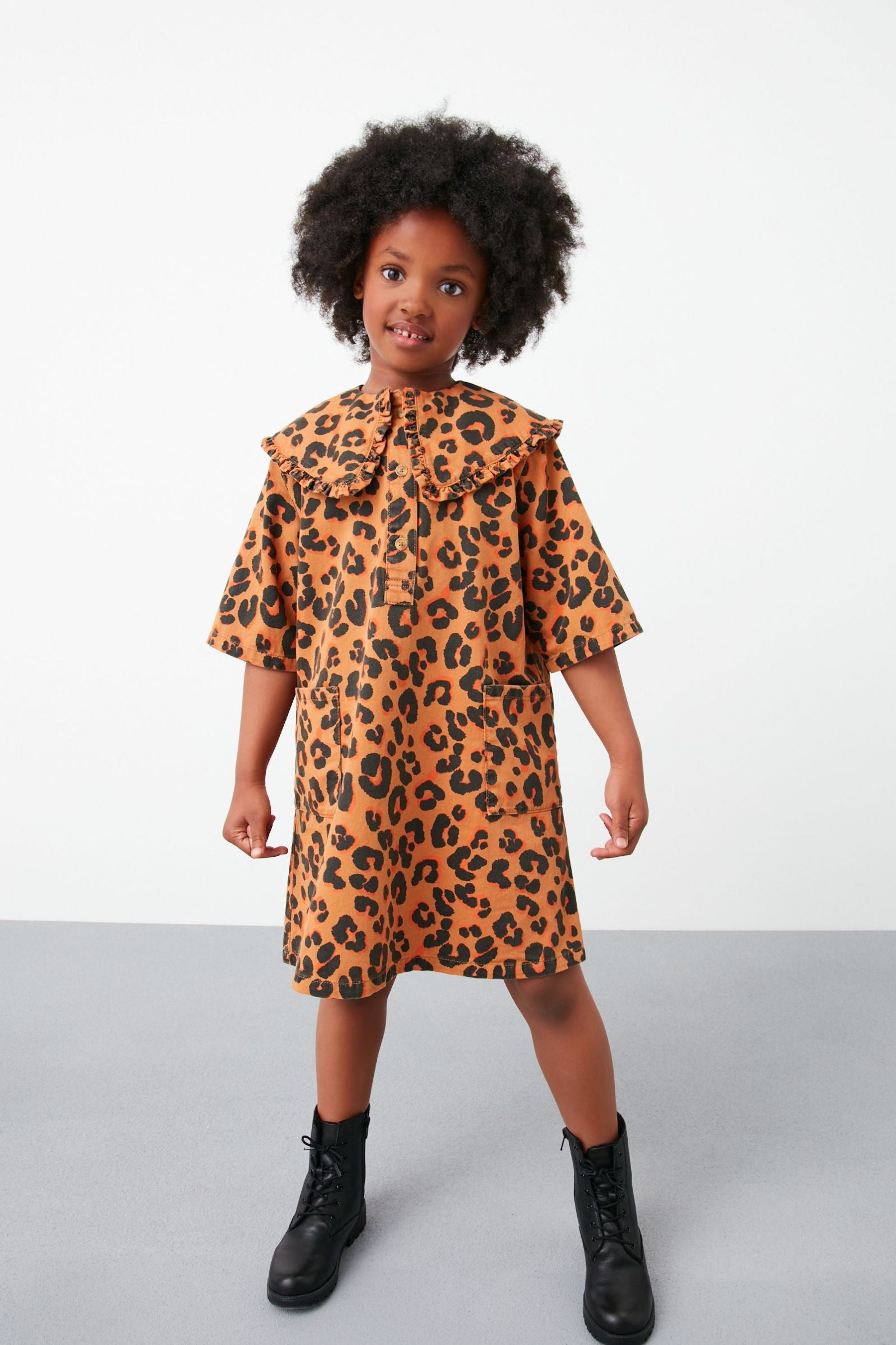 Animal Printed Collar Dress (3-16yrs)