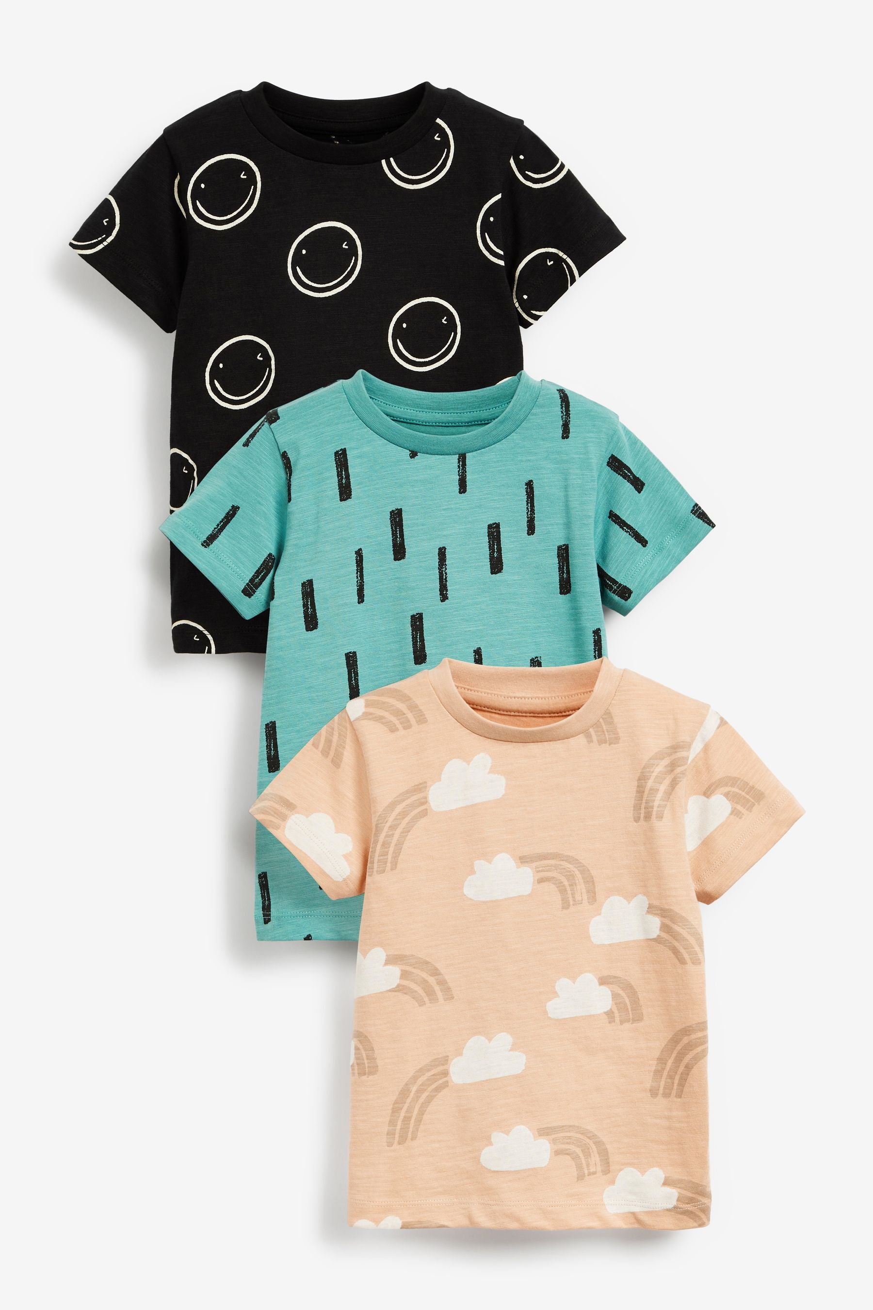 Multicoloured 3 Pack All Over Print T-Shirts (3mths-7yrs)