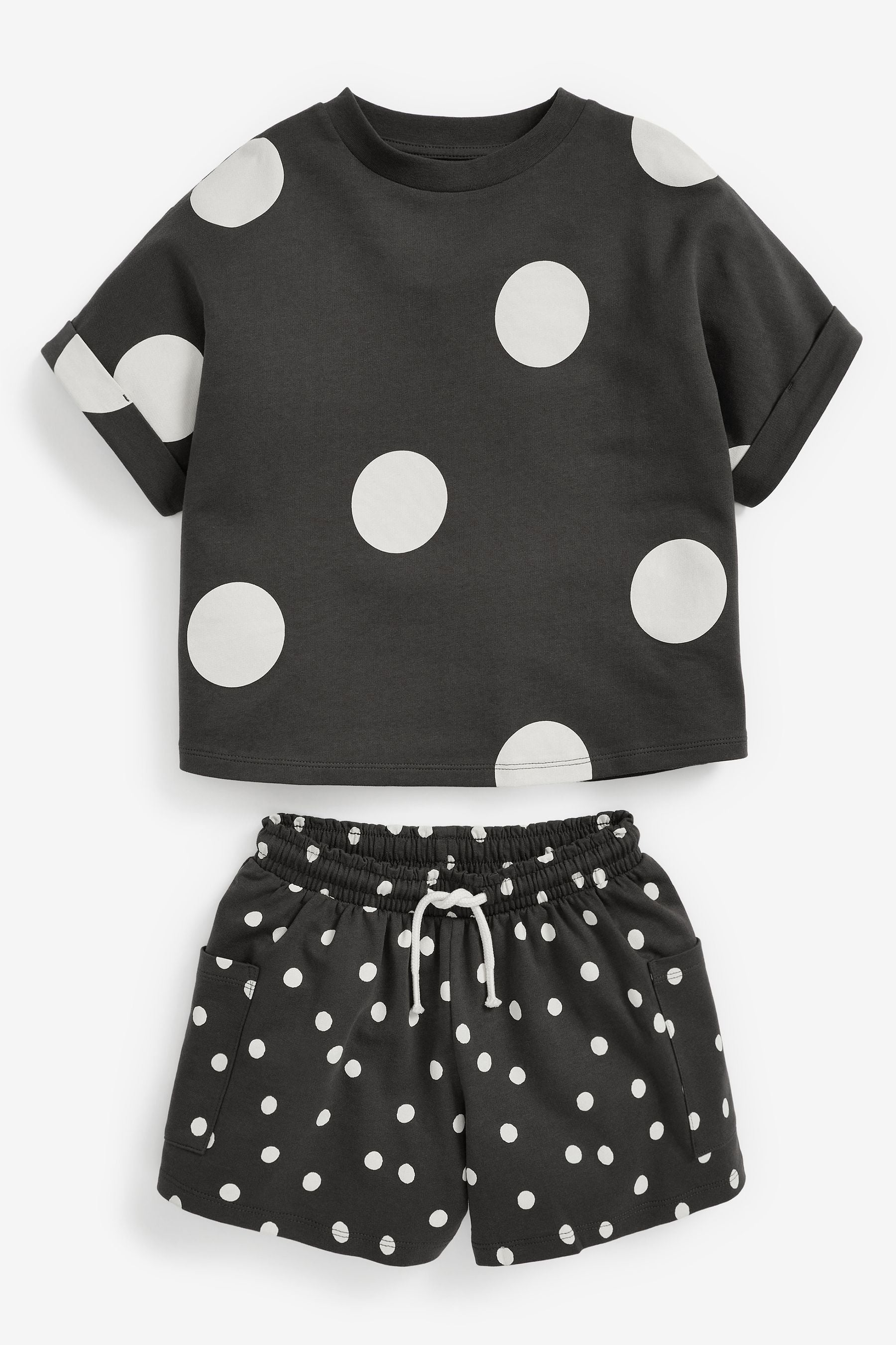 Monochrome Spot T-Shirt & Shorts Set (3-16yrs)