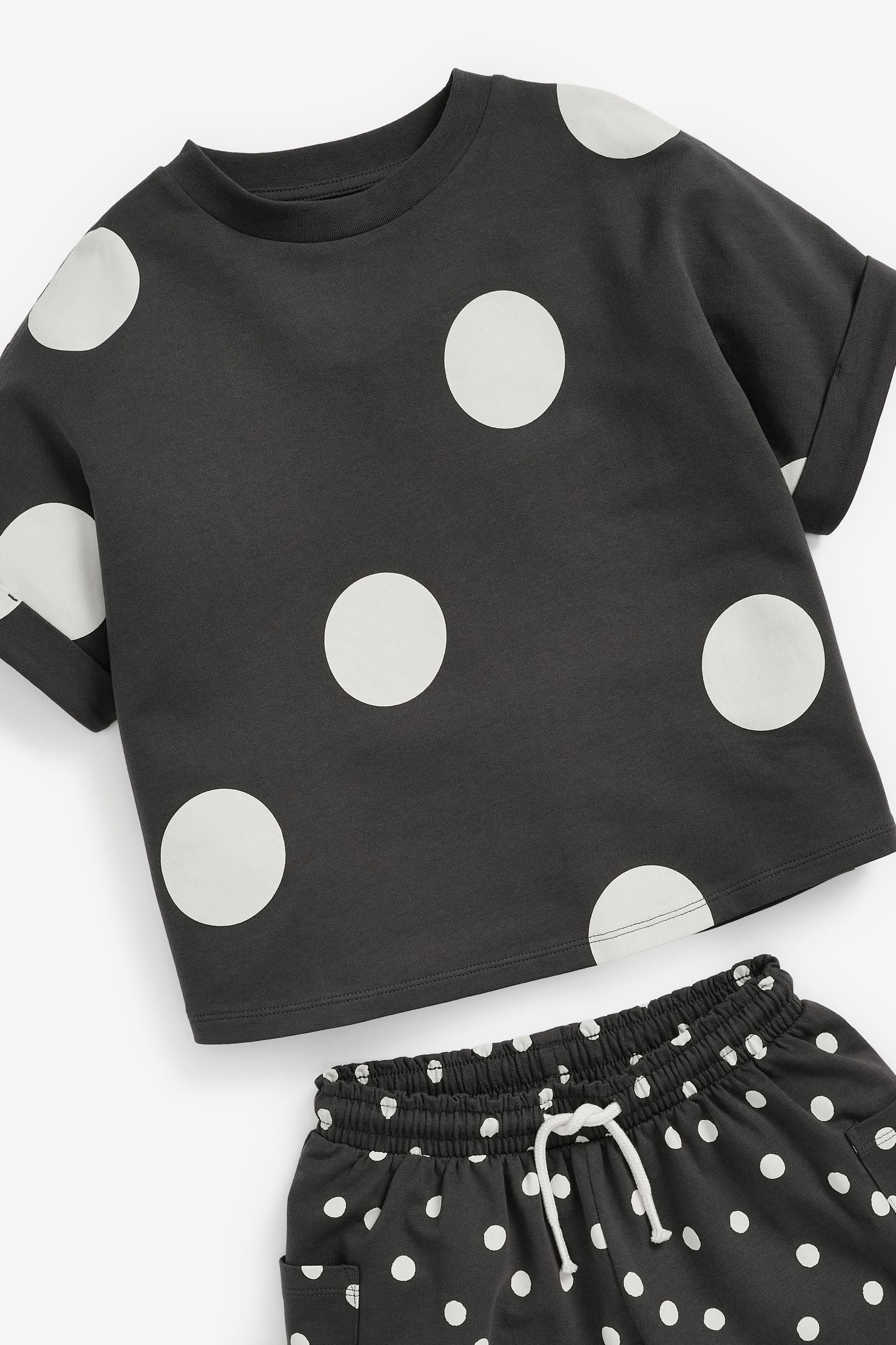 Monochrome Spot T-Shirt & Shorts Set (3-16yrs)