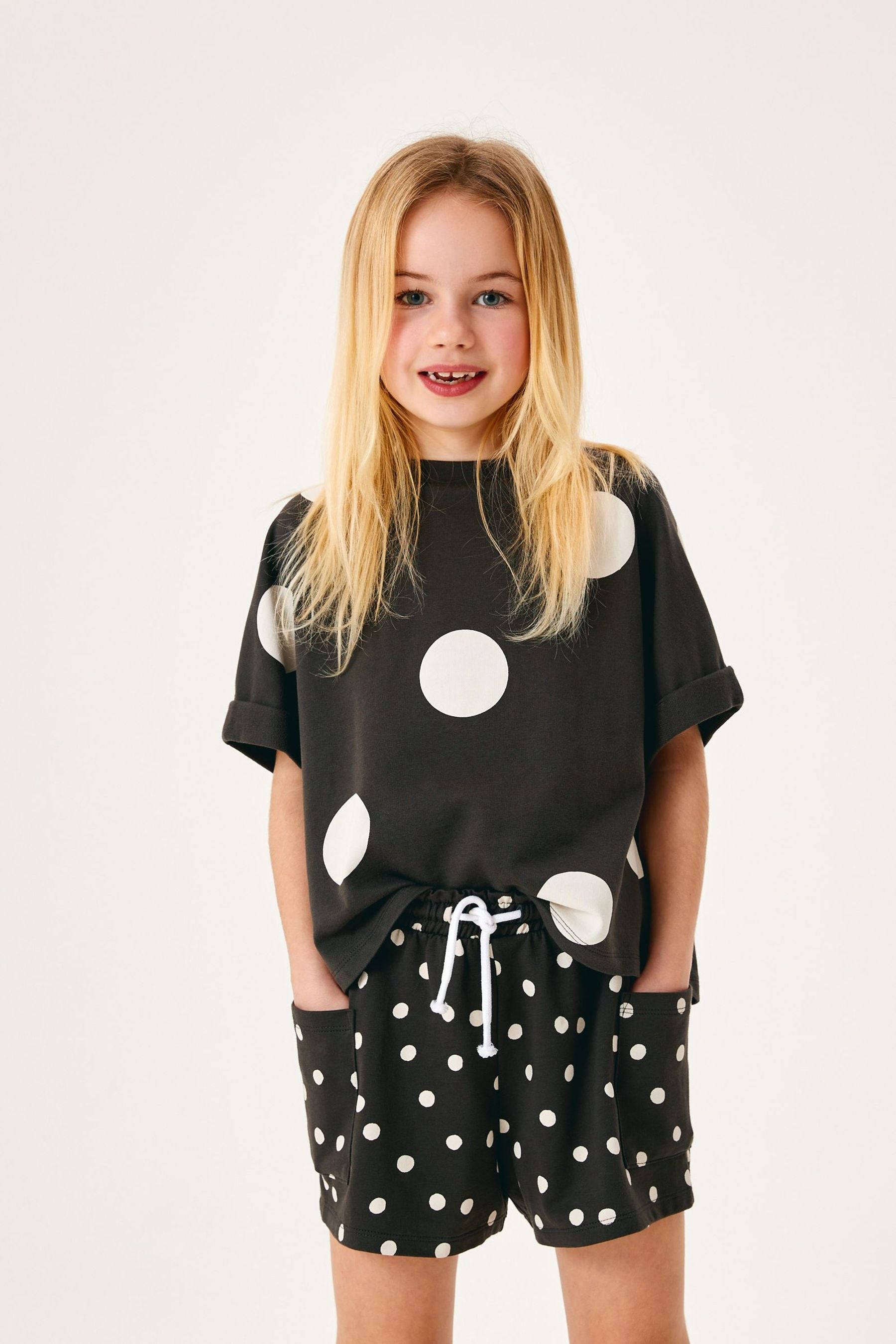 Monochrome Spot T-Shirt & Shorts Set (3-16yrs)