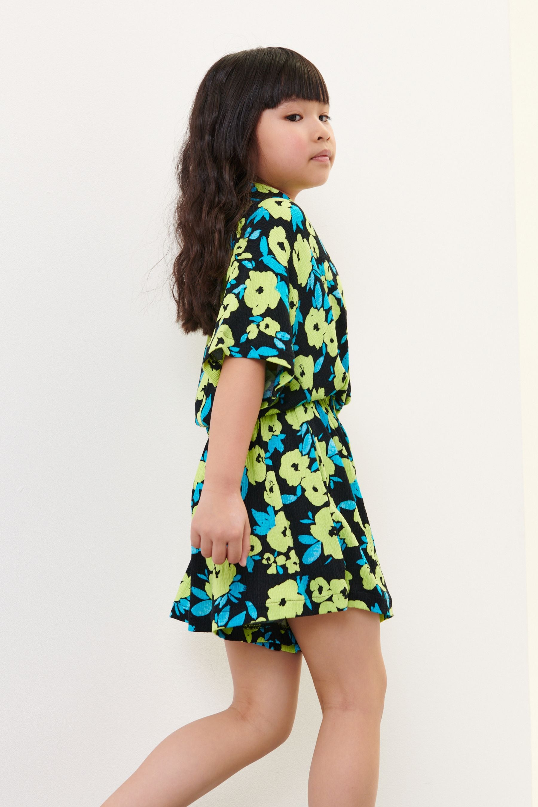 Multi Floral Shirt Playsuit (3-16yrs)