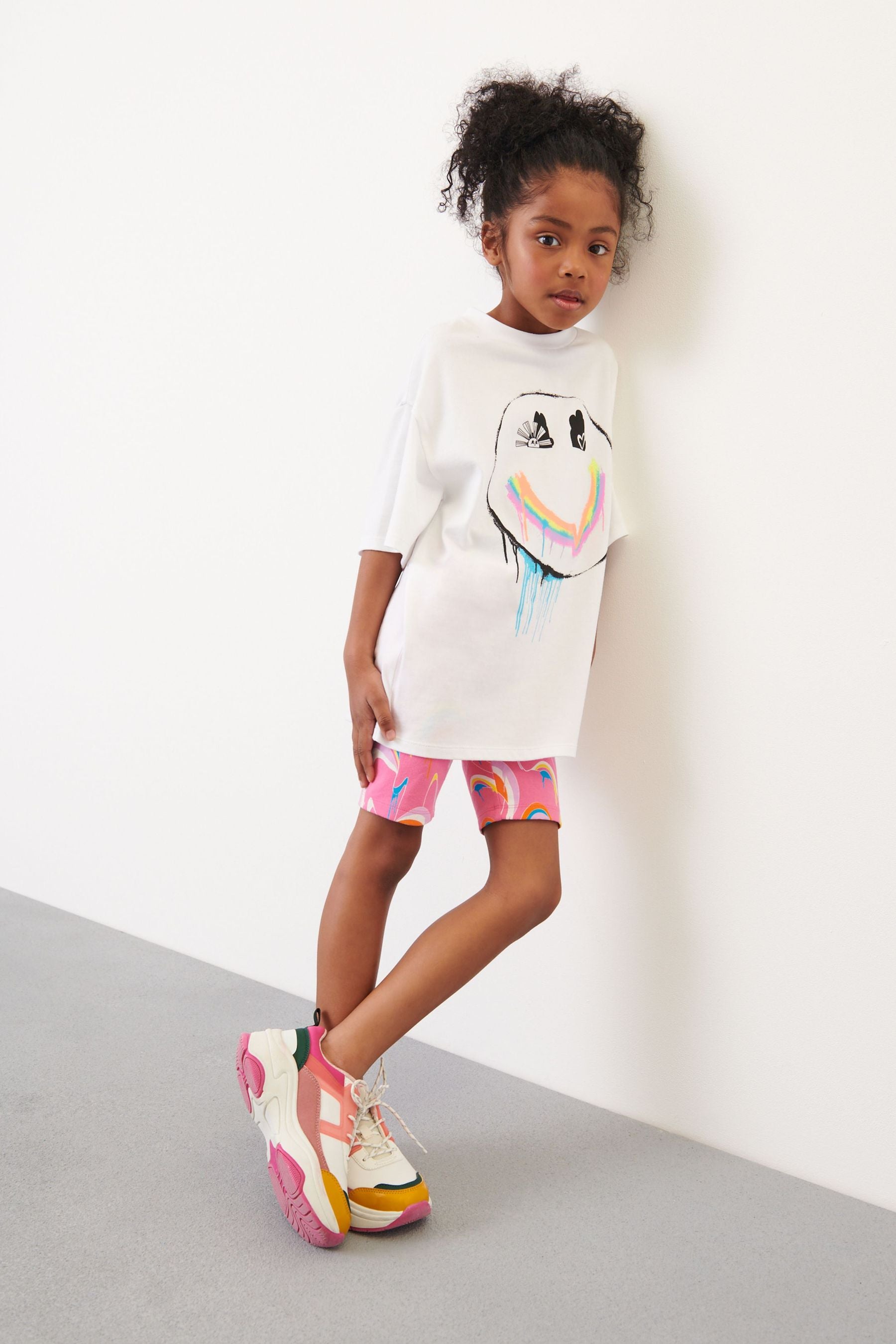 Pink Rainbow Splat Oversized T-Shirt And Shorts Set (3-16yrs)