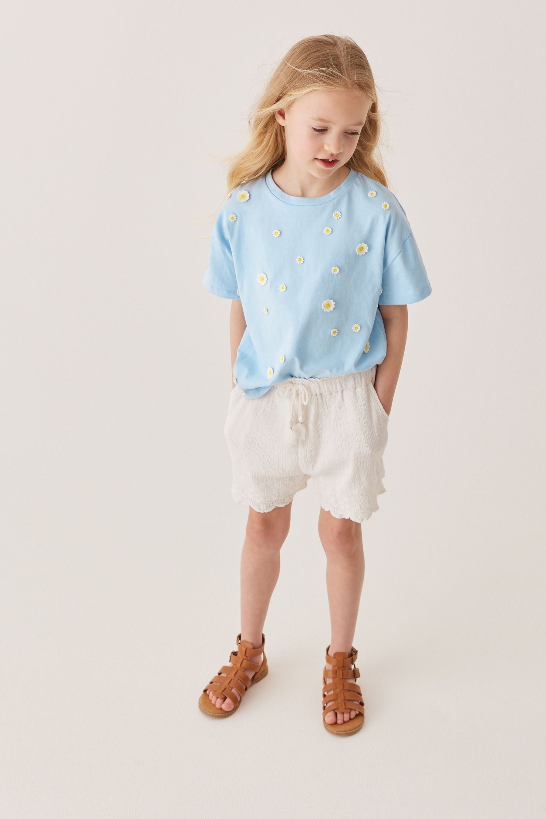 Blue Daisy Crochet T-Shirt (3-16yrs)