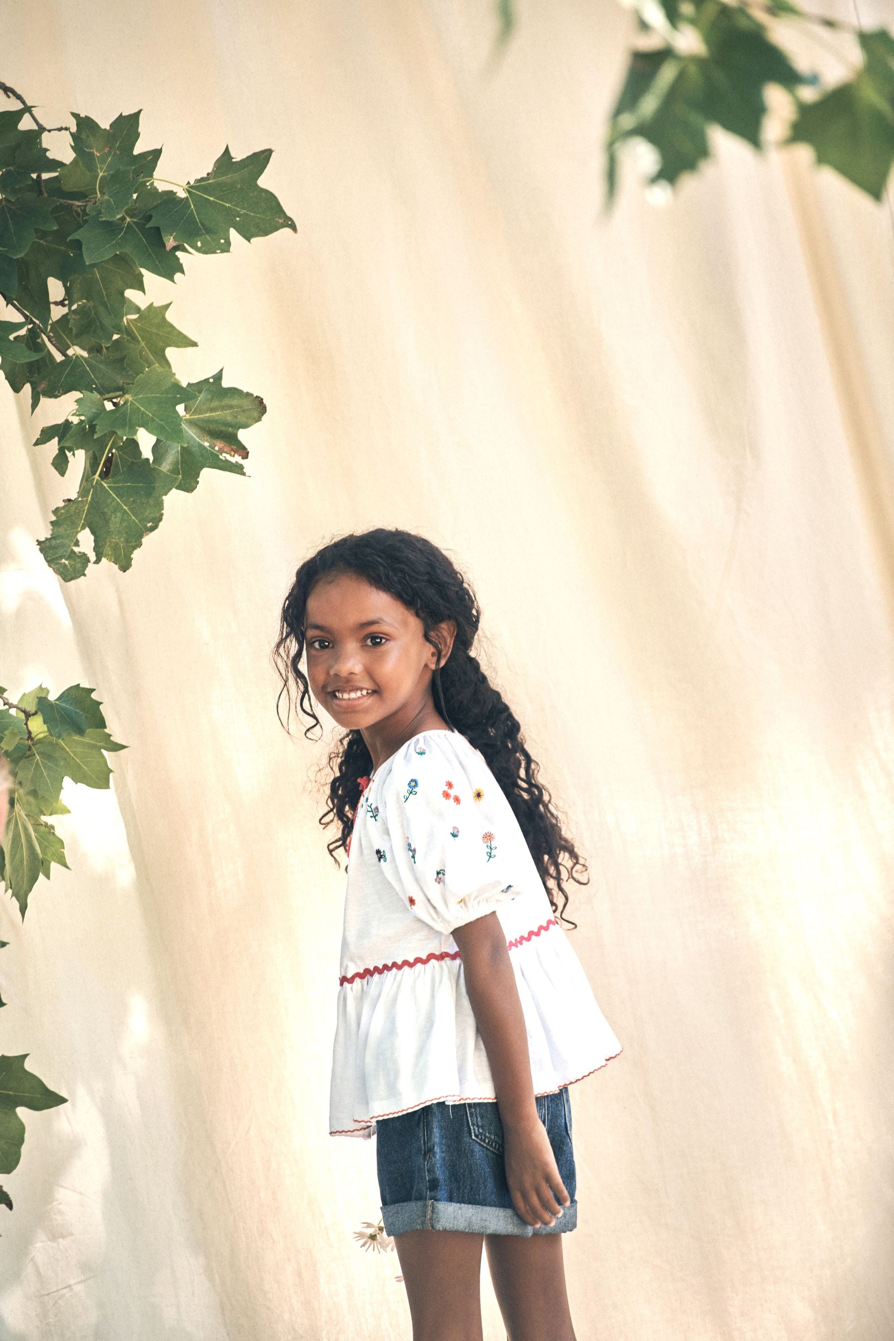 White Embroidered Peplum Blouse (3-16yrs)