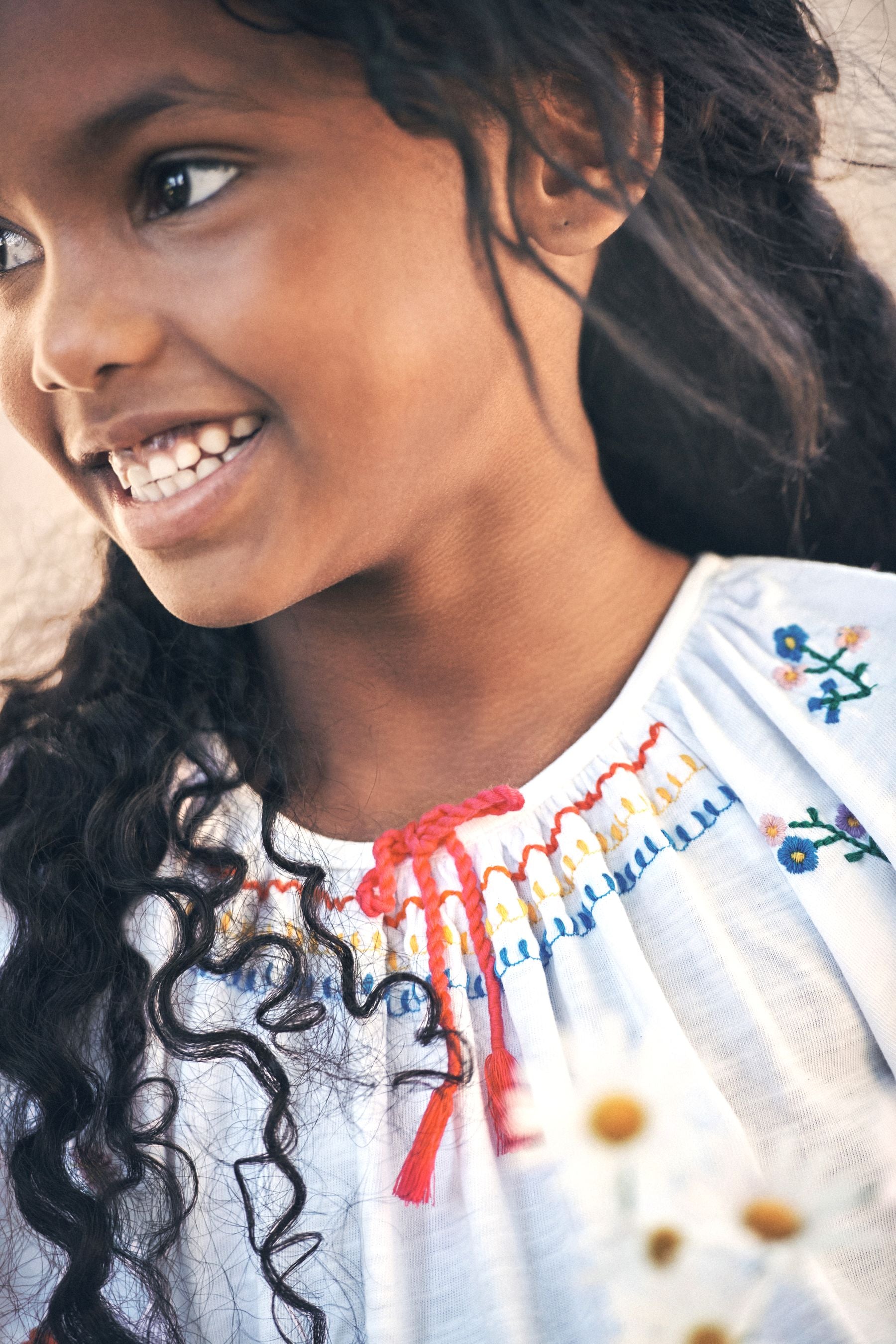 White Embroidered Peplum Blouse (3-16yrs)