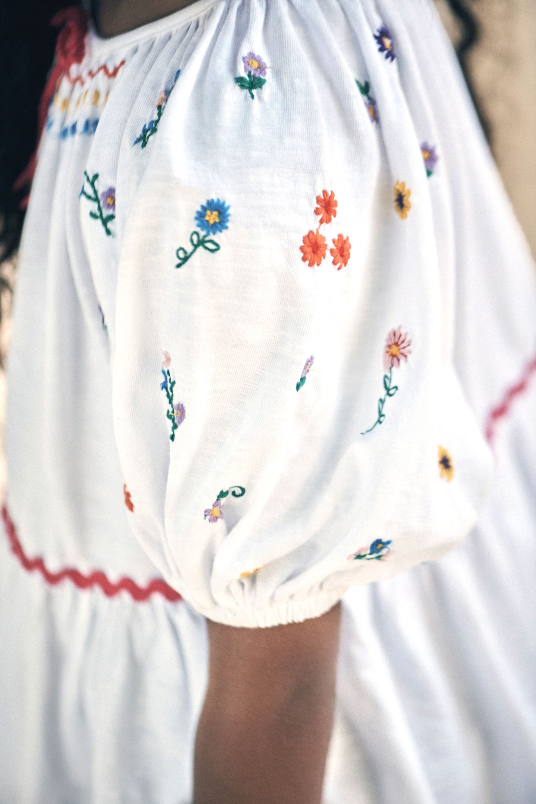 White Embroidered Peplum Blouse (3-16yrs)