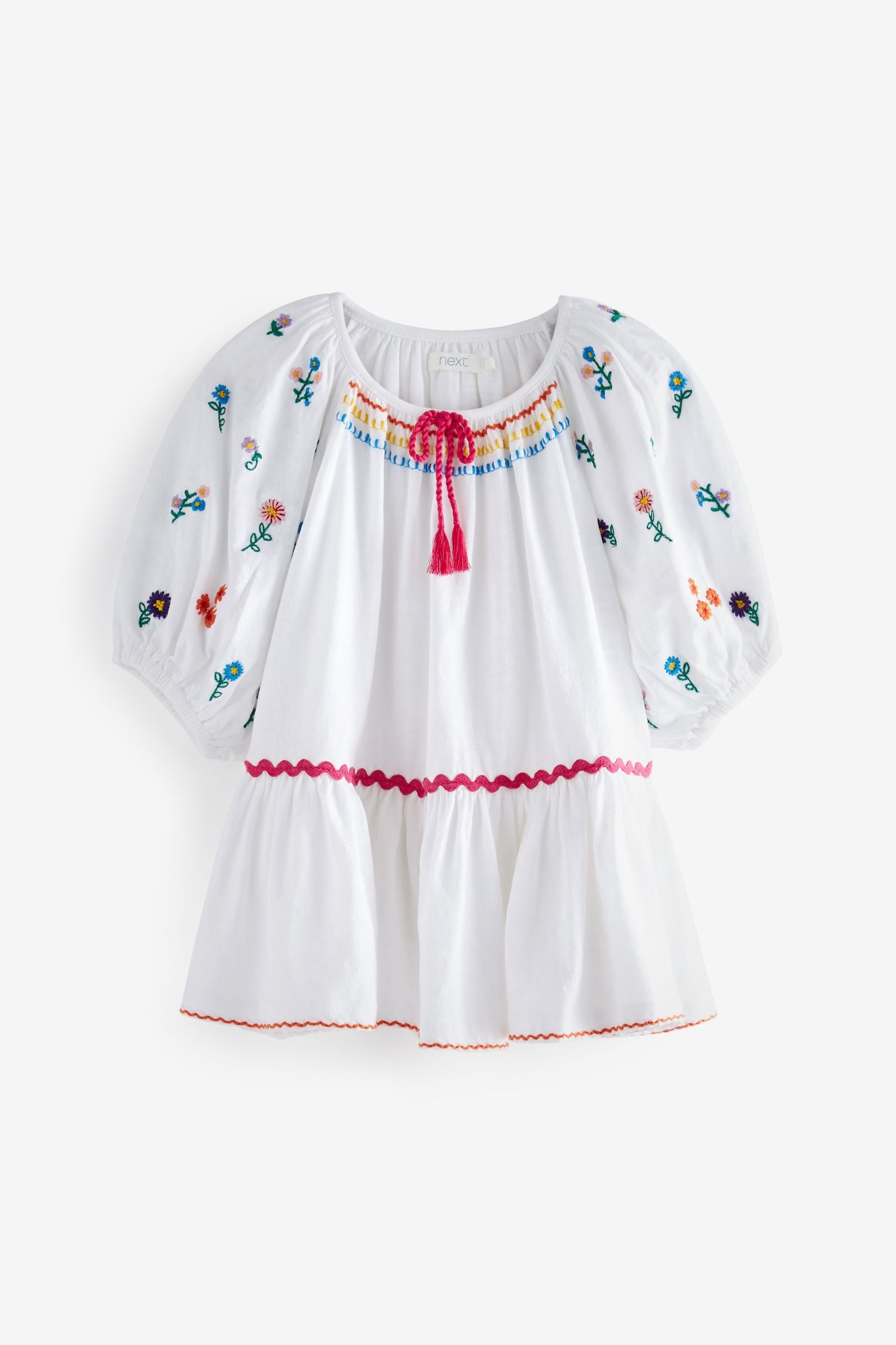 White Embroidered Peplum Blouse (3-16yrs)