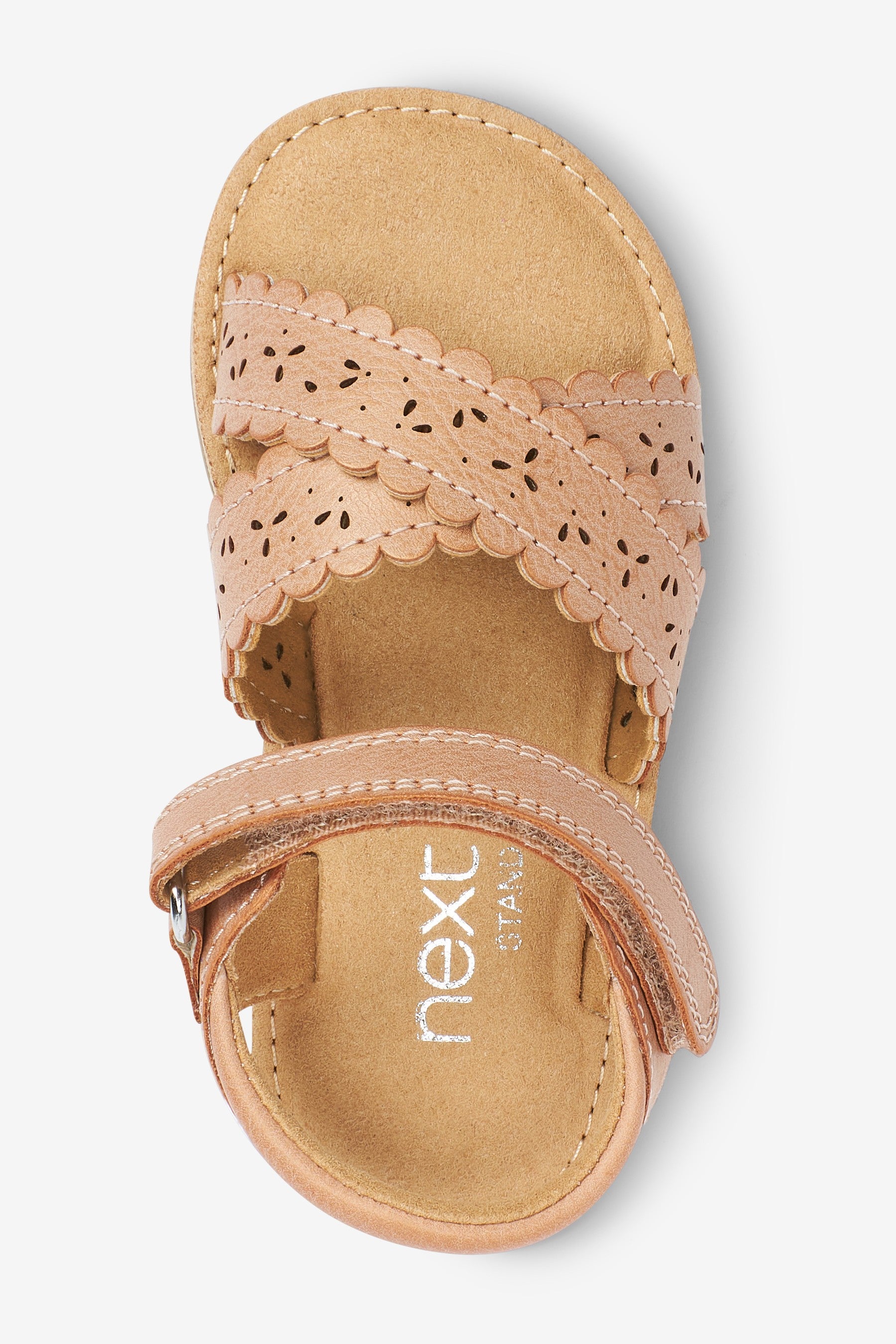 Tan Brown Wide Fit (G) Scallop Sandals