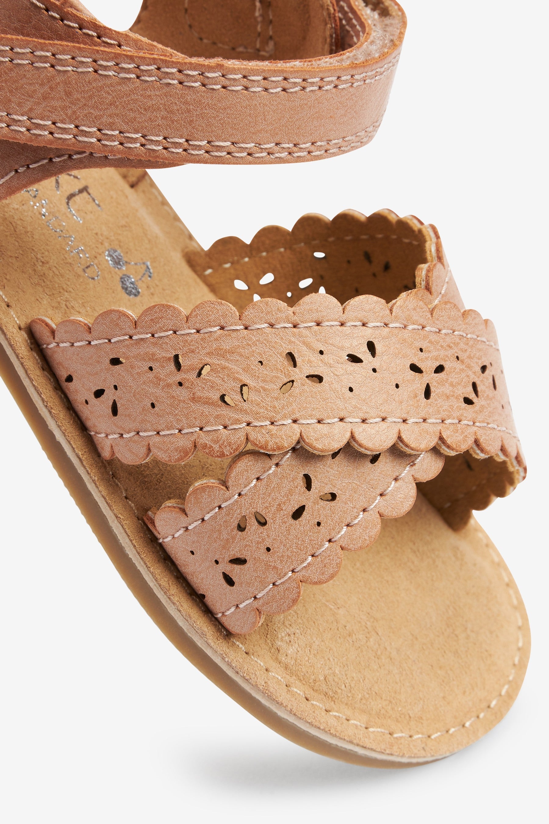 Tan Brown Wide Fit (G) Scallop Sandals