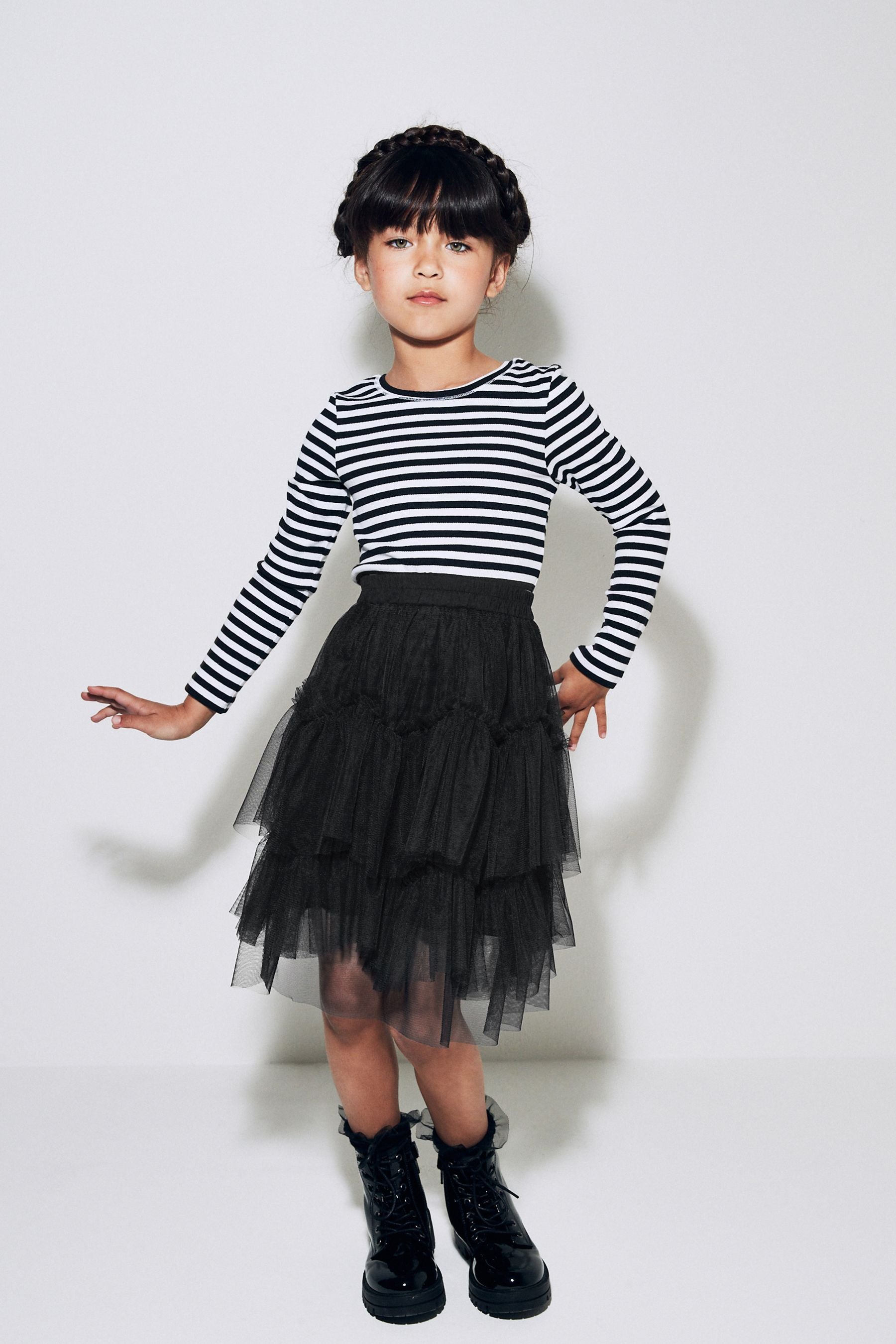 Black Tiered Tulle Mesh Skirt (3-16yrs)