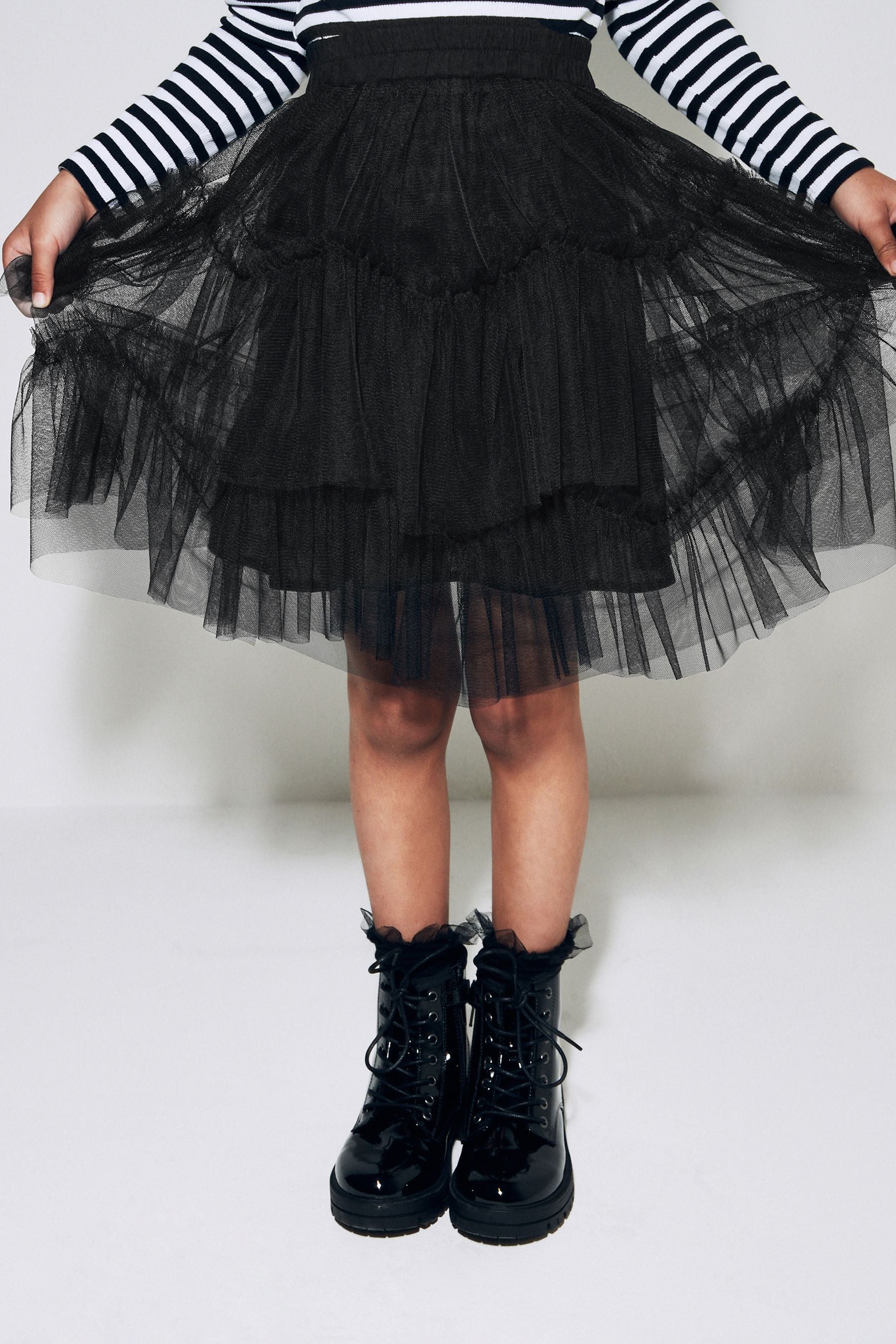 Black Tiered Tulle Mesh Skirt (3-16yrs)