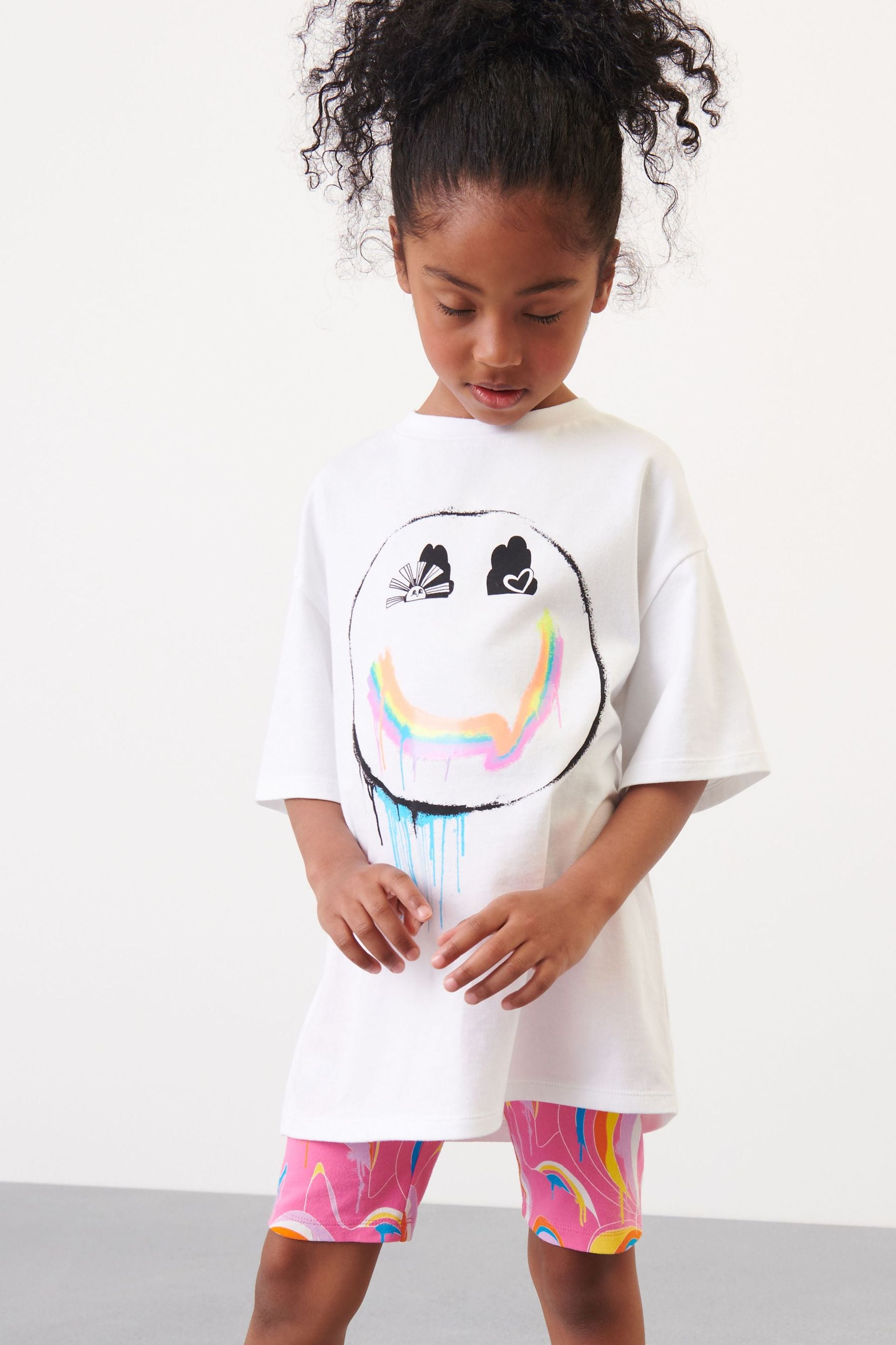 Pink Rainbow Splat Oversized T-Shirt And Shorts Set (3-16yrs)