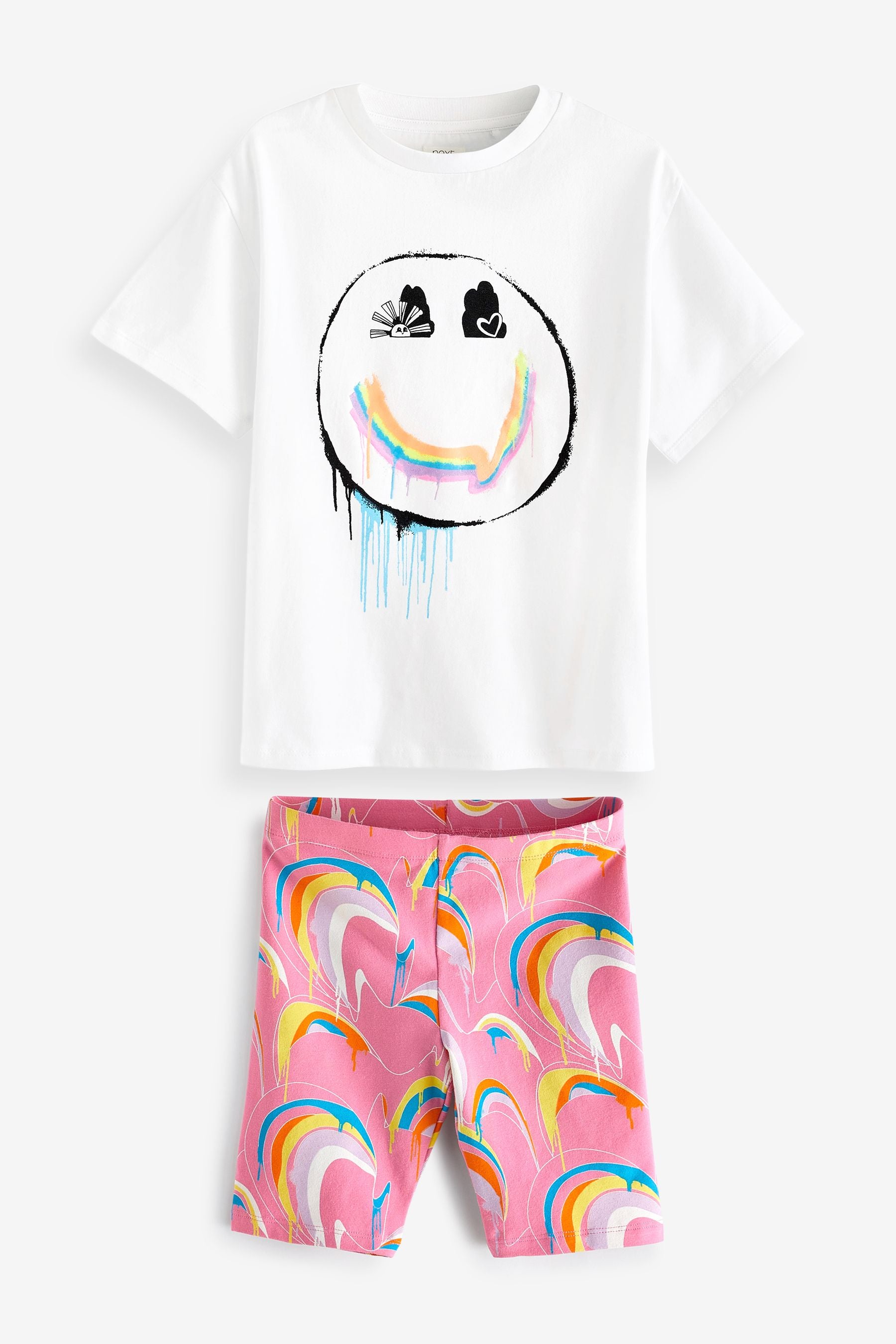 Pink Rainbow Splat Oversized T-Shirt And Shorts Set (3-16yrs)