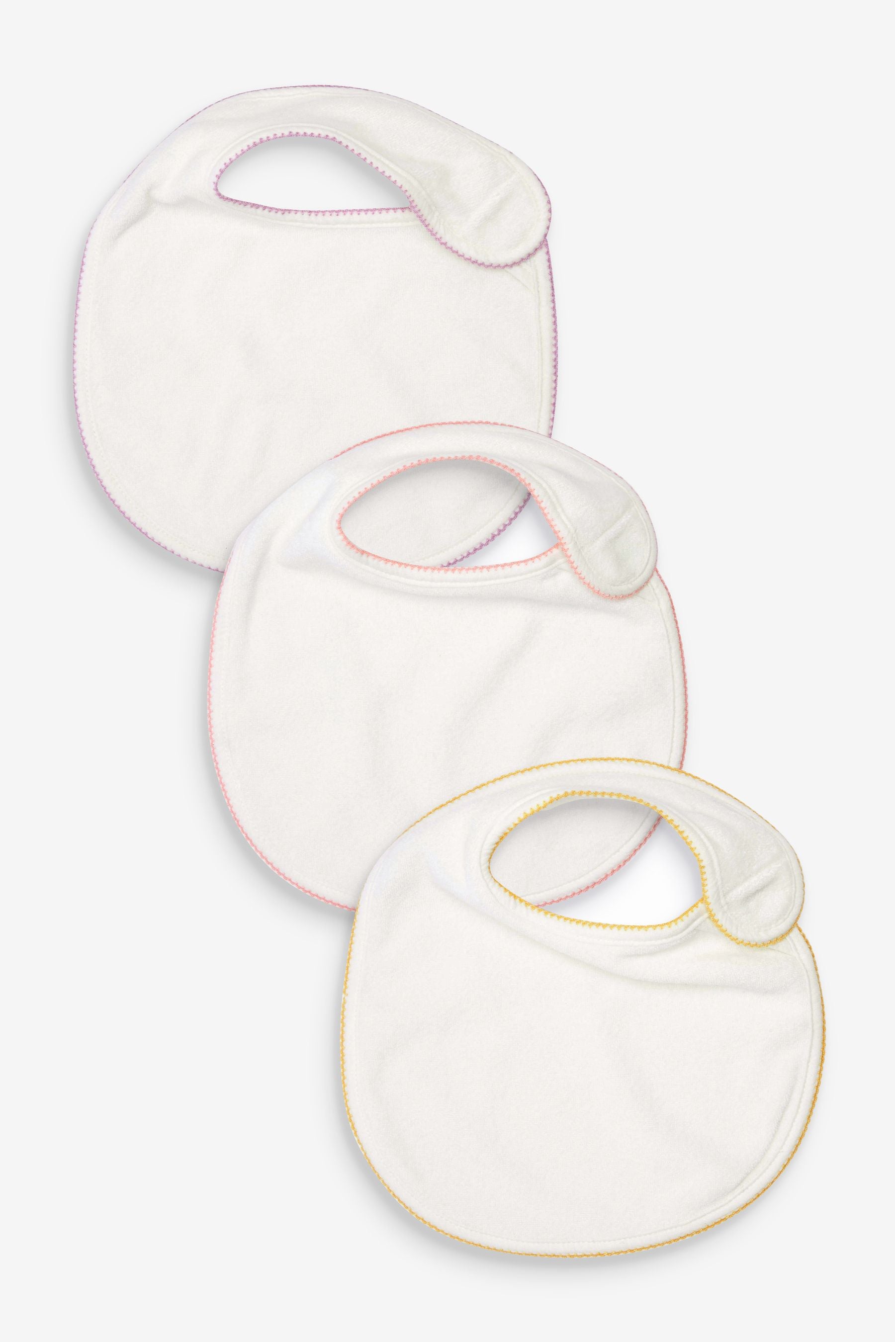 White 3 Pack Towelling Baby Bibs