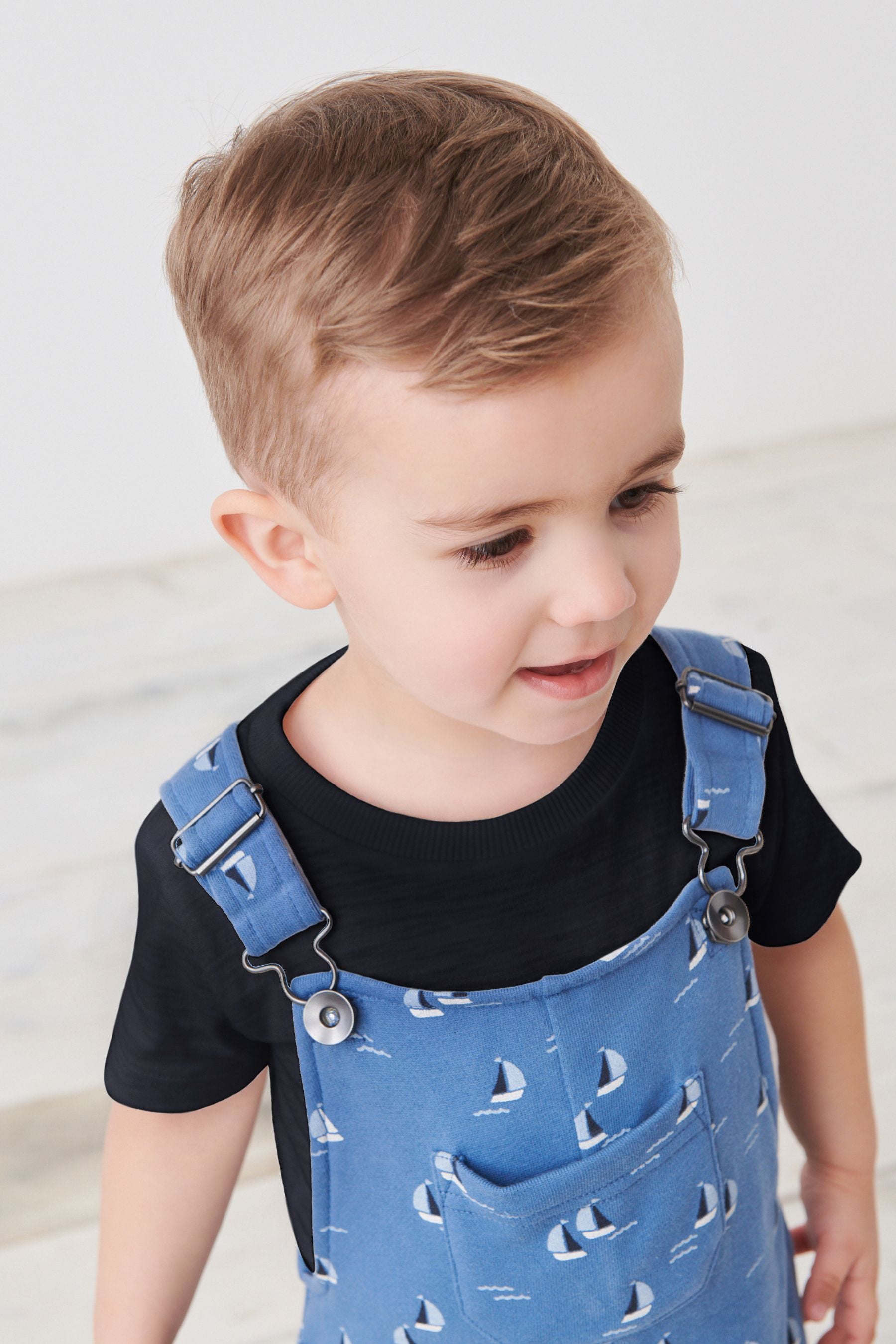 Blue Boats Short Dungarees And T-Shirt Set (3mths-7yrs)