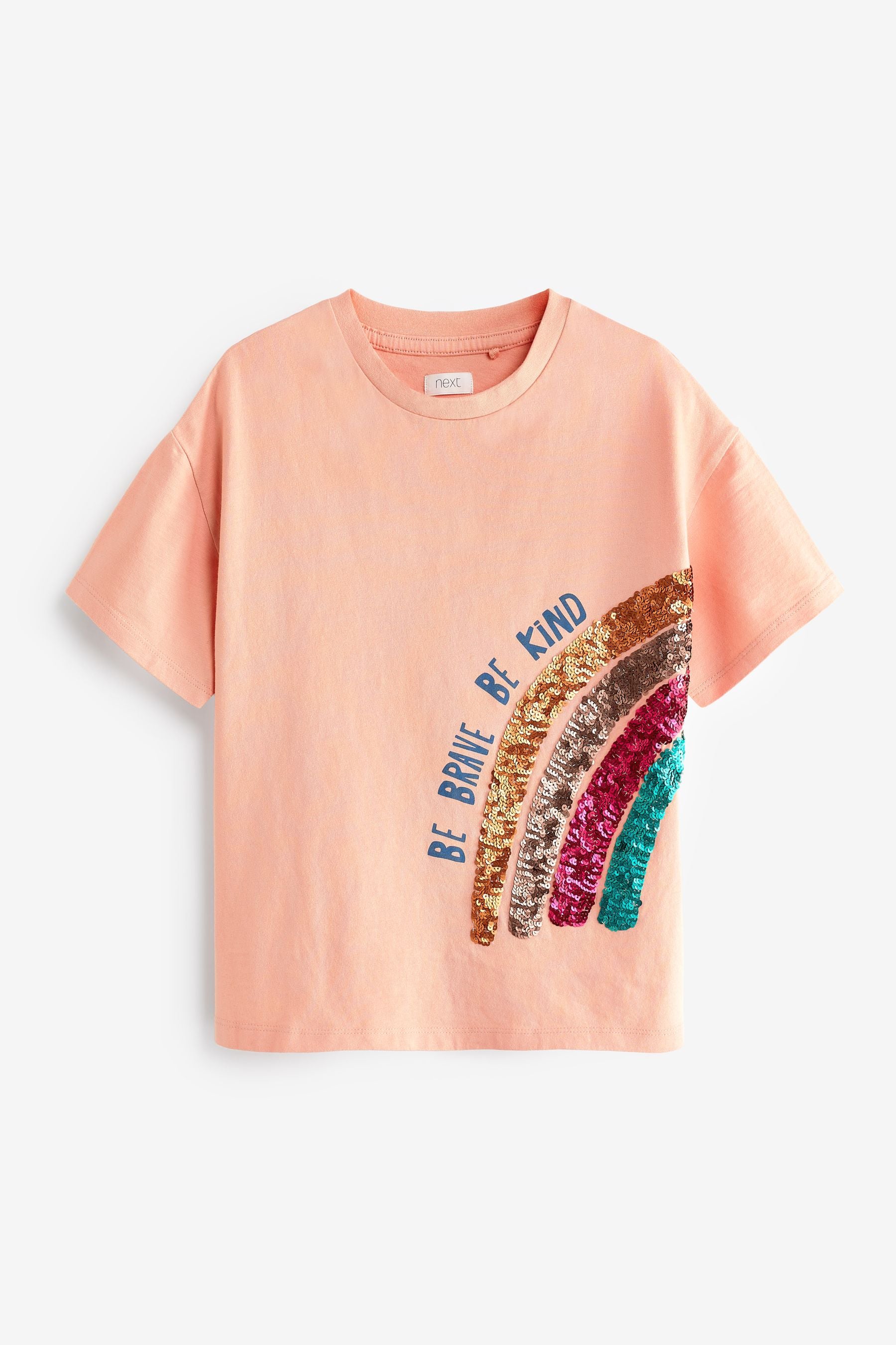 Rust Brown Sequin Rainbow T-Shirt (3-16yrs)