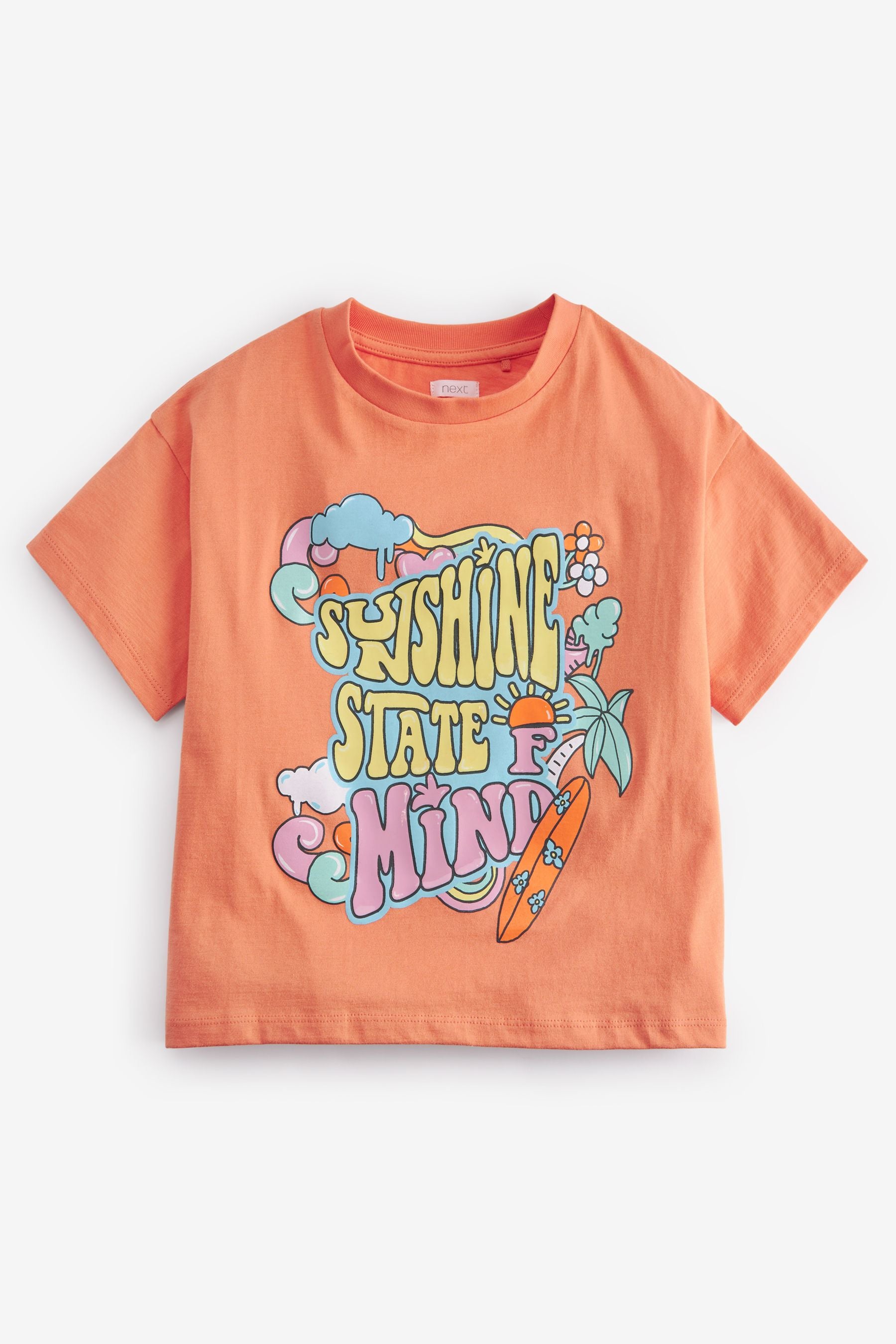 Apricot Orange Sunshine State of Mind Slogan T-Shirt (3-16yrs)