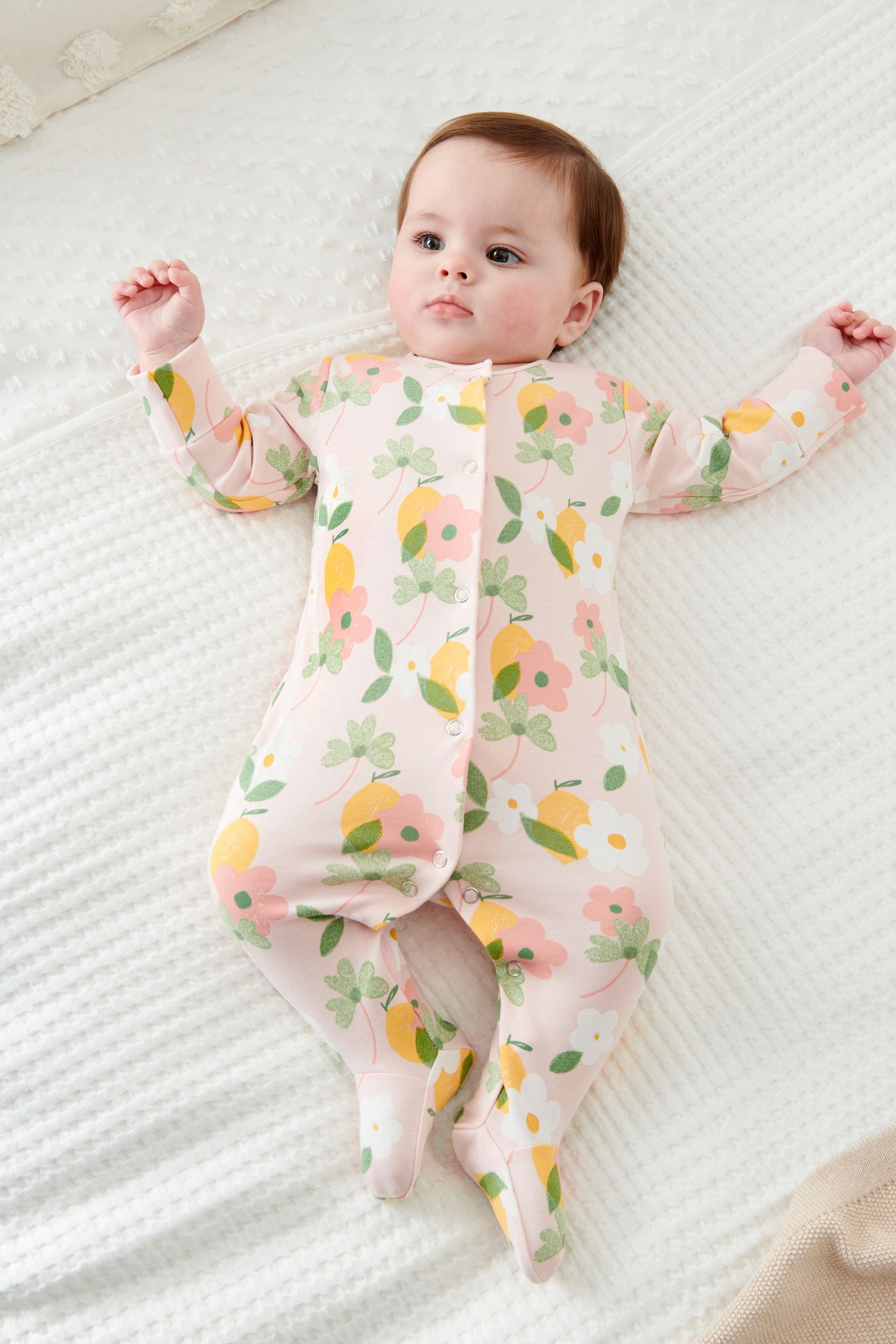 Pink/Green Floral Baby Baby Sleepsuit 4 Pack (0mths-2yrs)