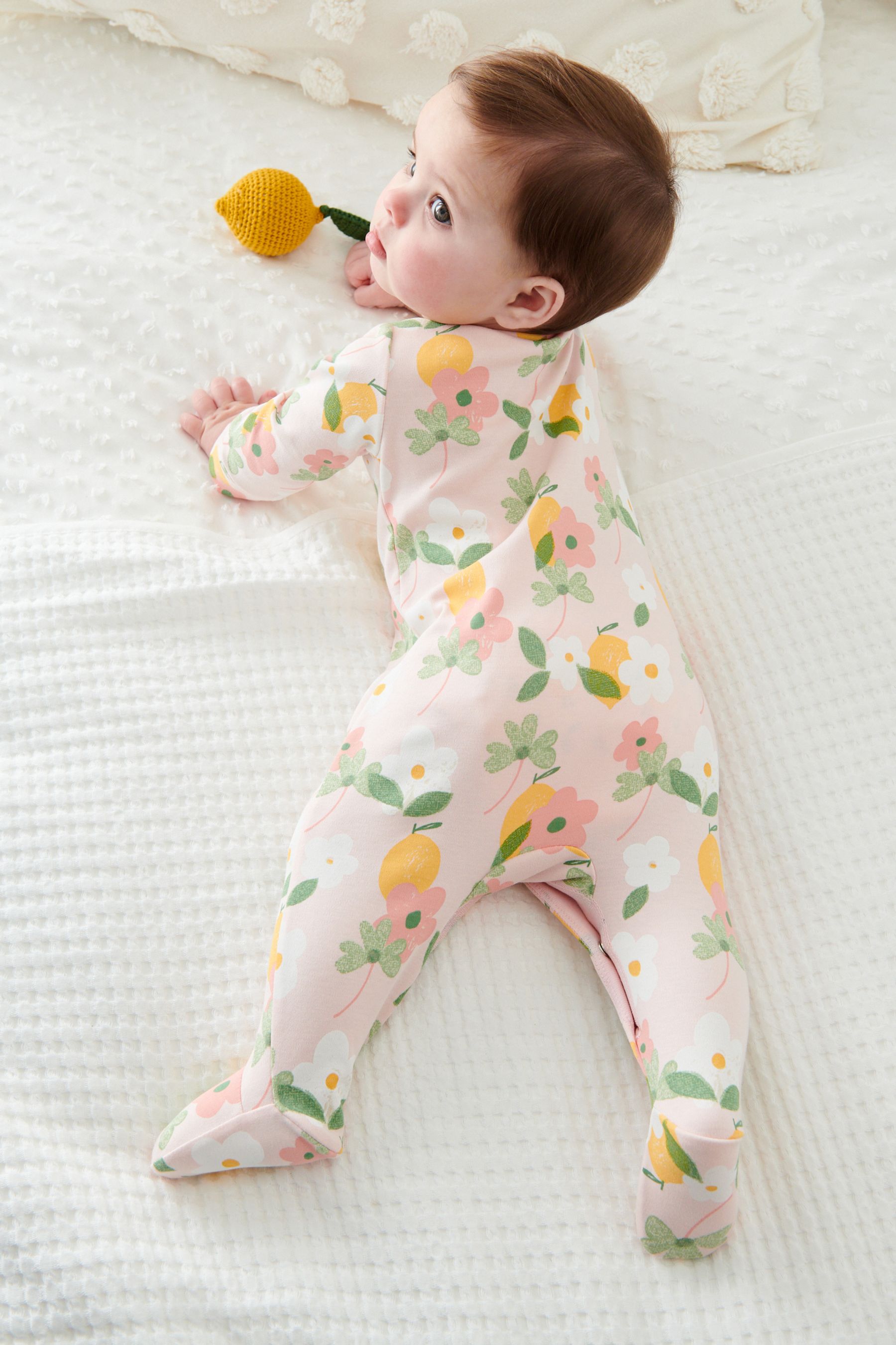 Pink/Green Floral Baby Baby Sleepsuit 4 Pack (0mths-2yrs)