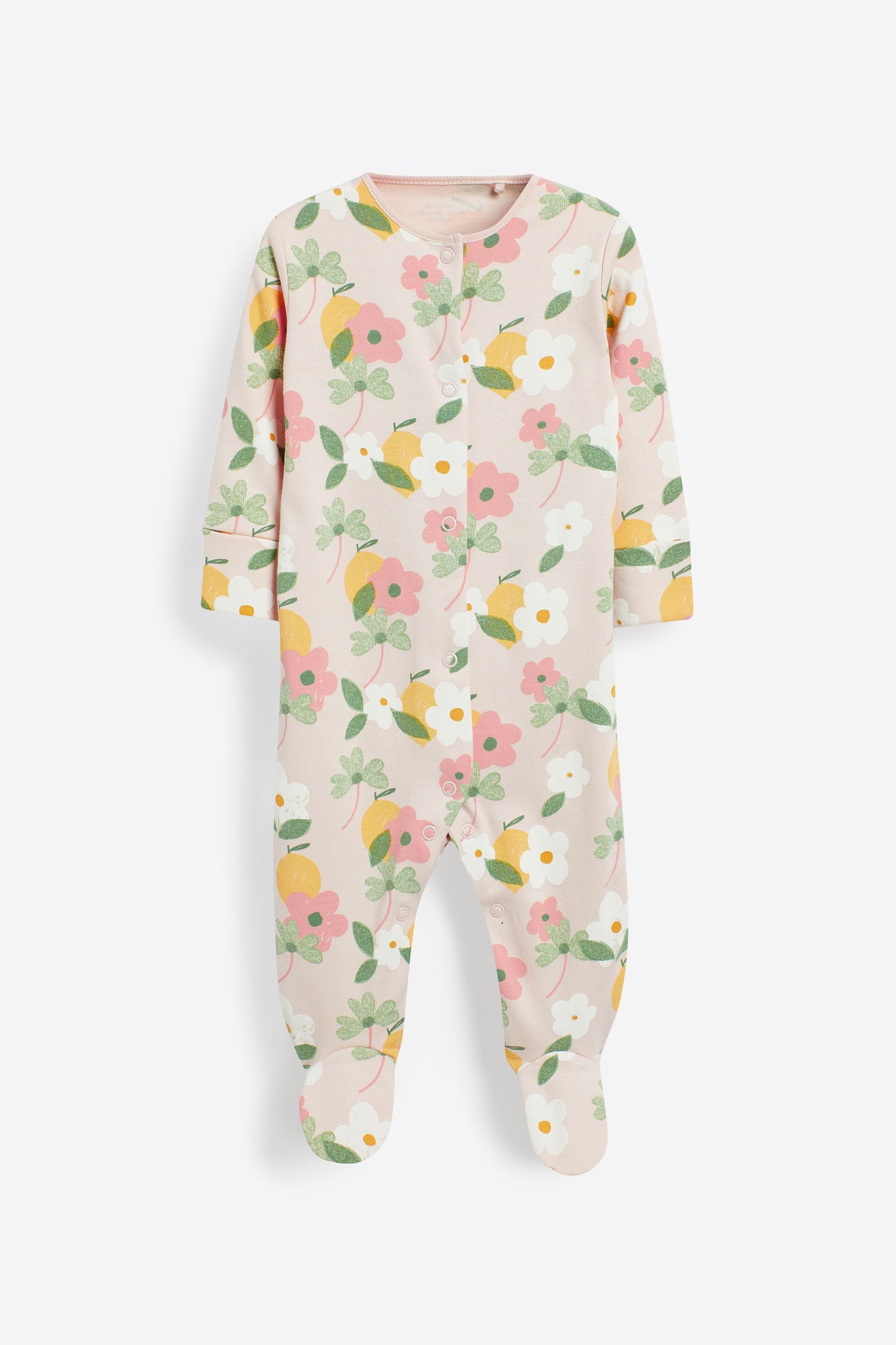 Pink/Green Floral Baby Baby Sleepsuit 4 Pack (0mths-2yrs)