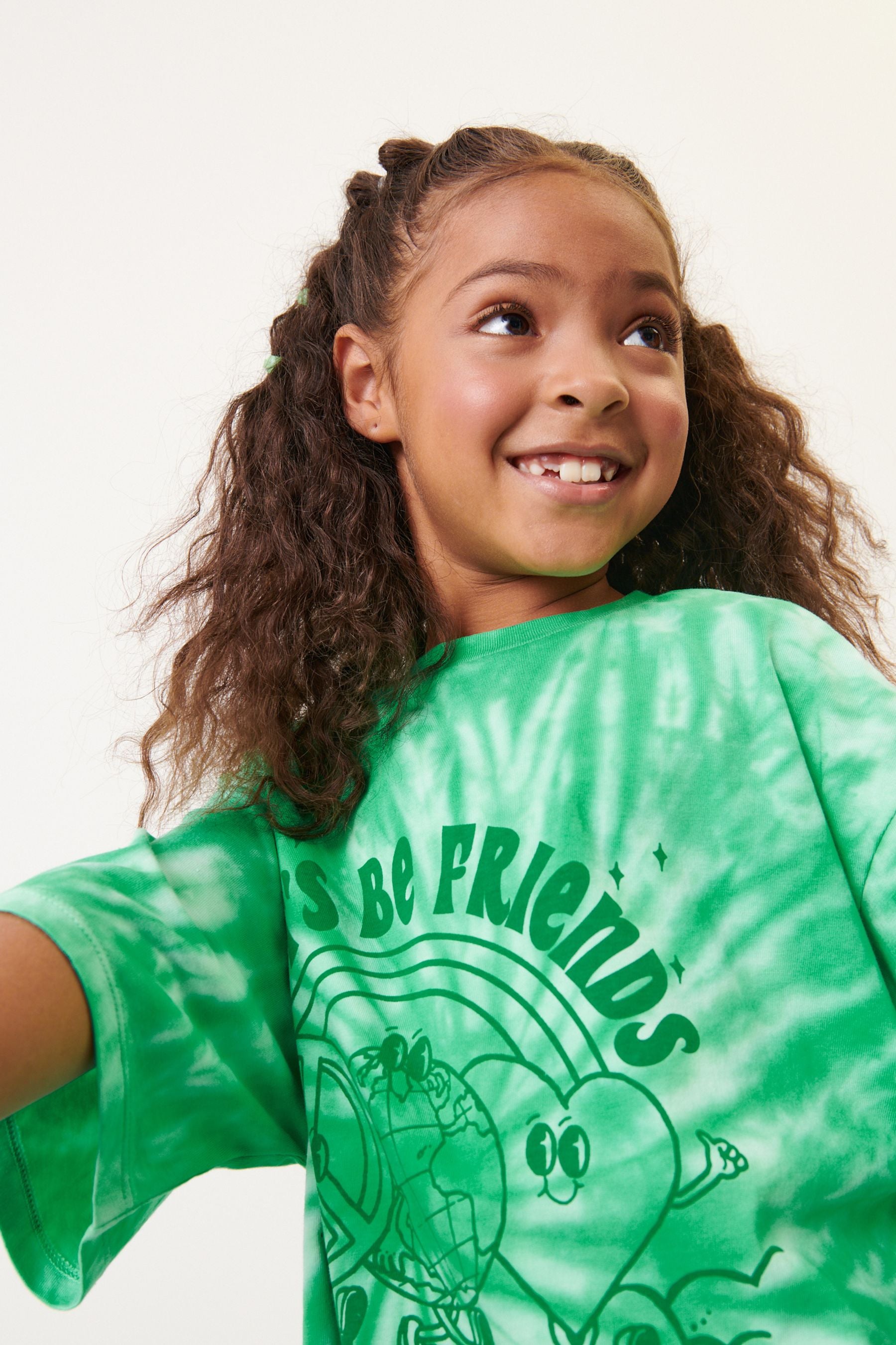 Green Tie Dye Slogan T-Shirt (3-16yrs)