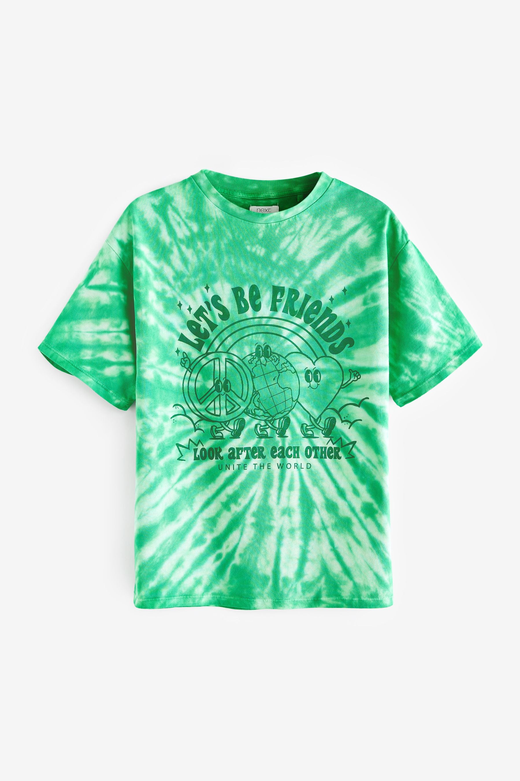 Green Tie Dye Slogan T-Shirt (3-16yrs)